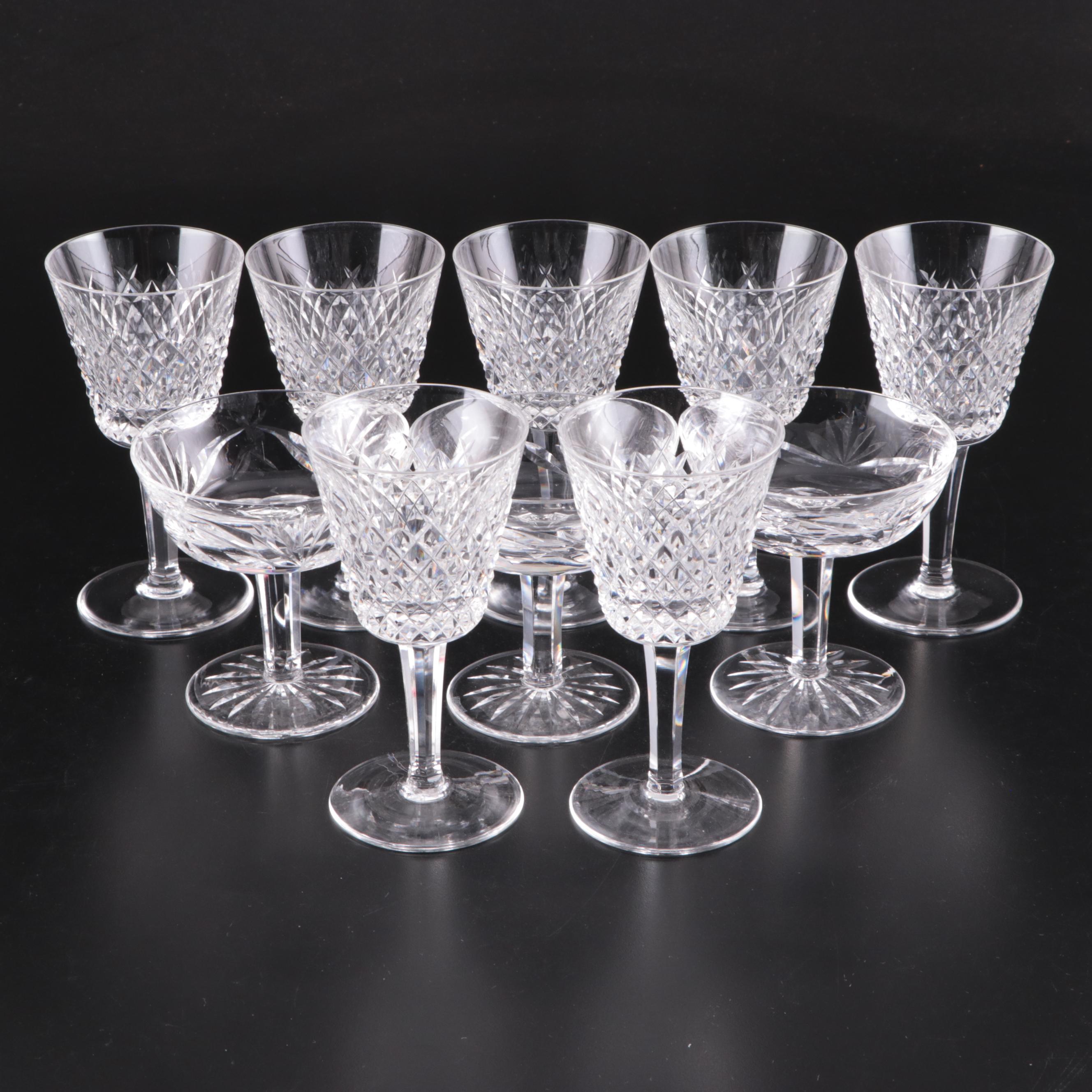 Waterford Crystal "Ashling" Coupes and "Alana"  Wine Glasses