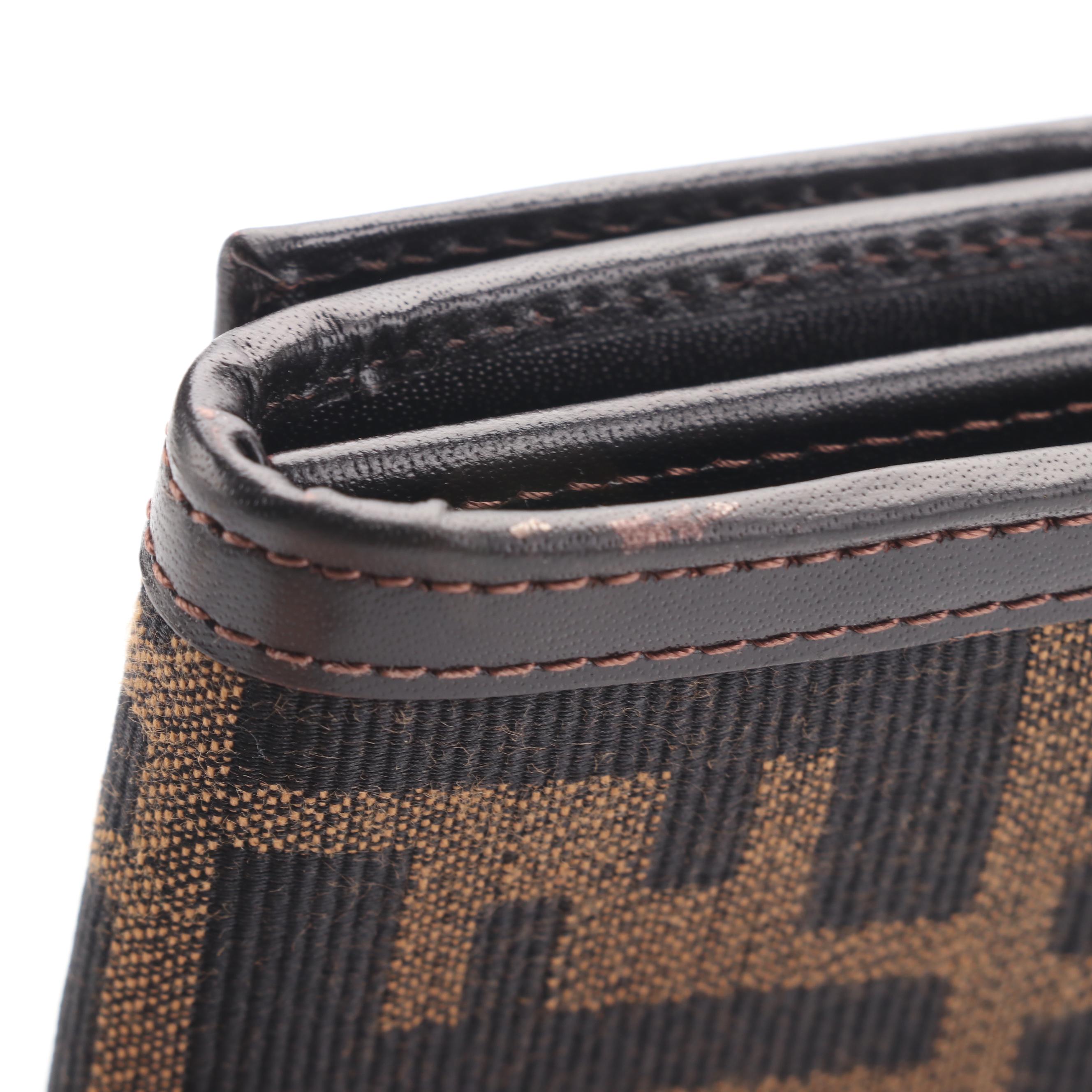 Fendi Zucca Canvas Leather Long Wallet