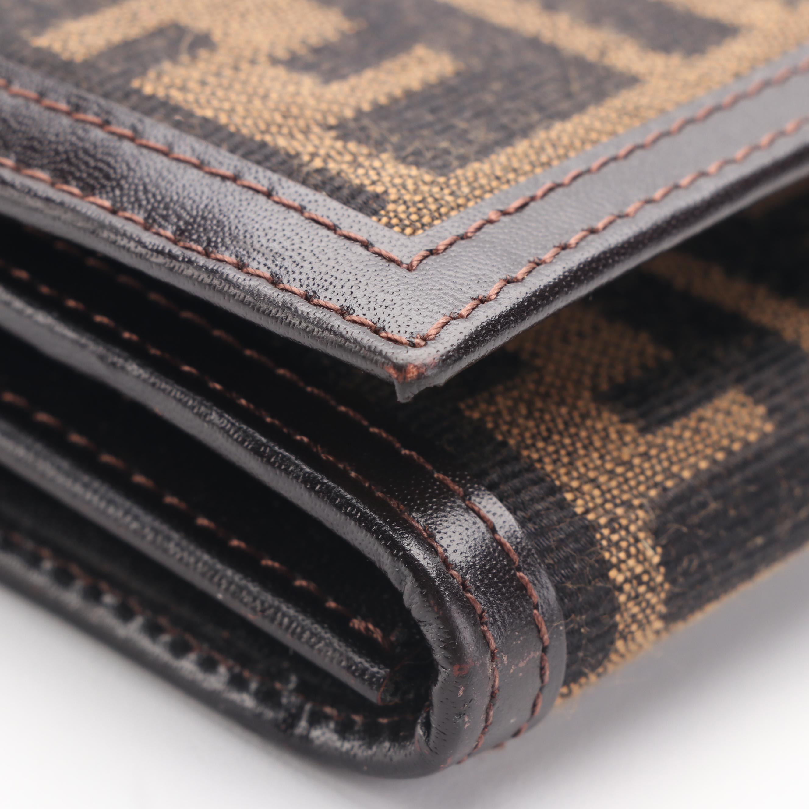 Fendi Zucca Canvas Leather Long Wallet