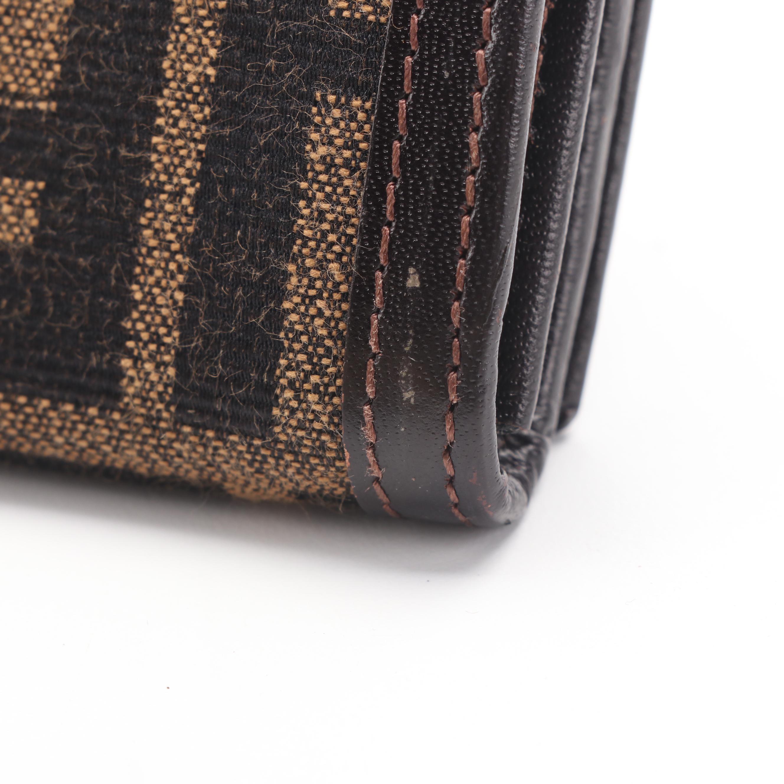 Fendi Zucca Canvas Leather Long Wallet