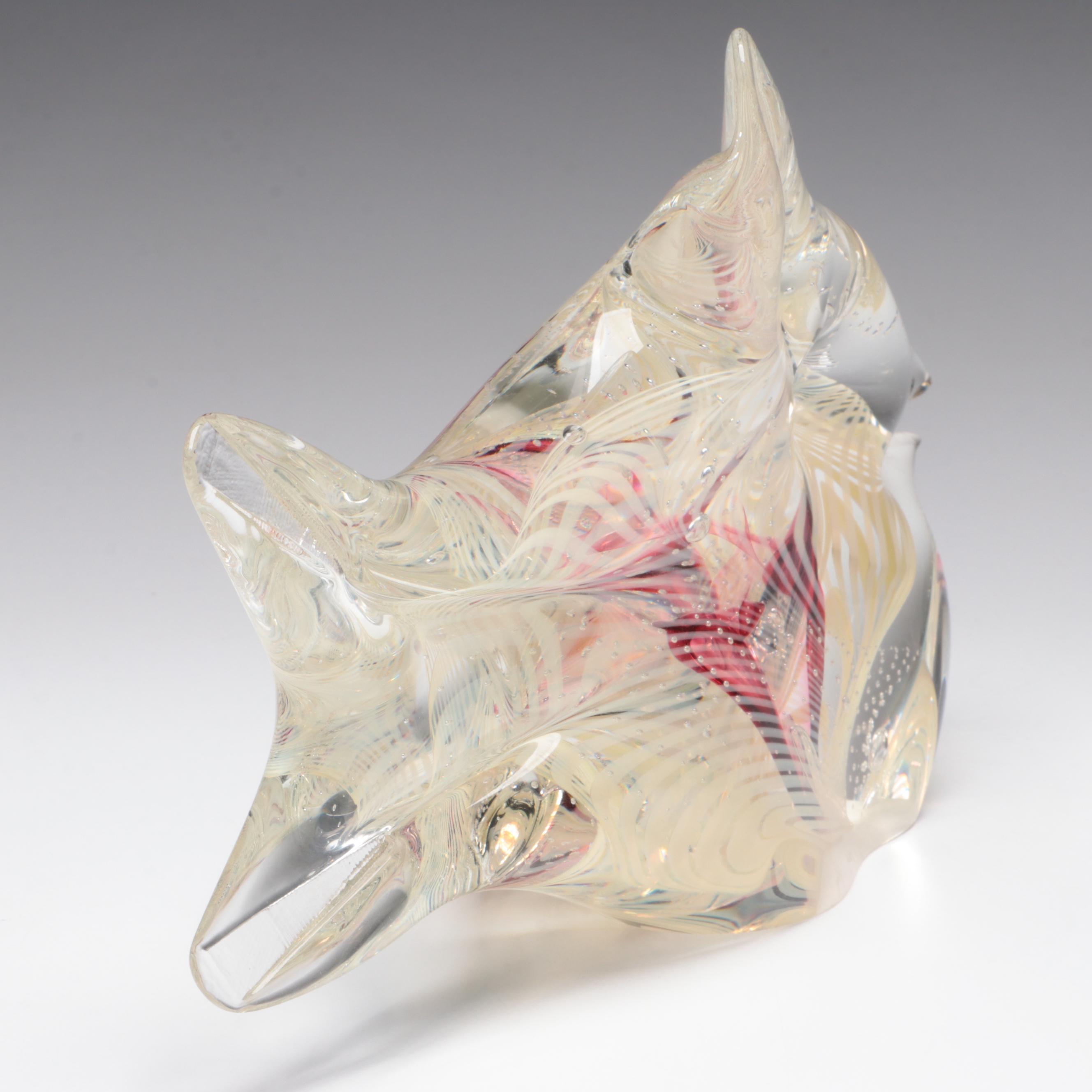 Rollin Karg Controlled Bubble Art Glass Fish Sculpture, 1999