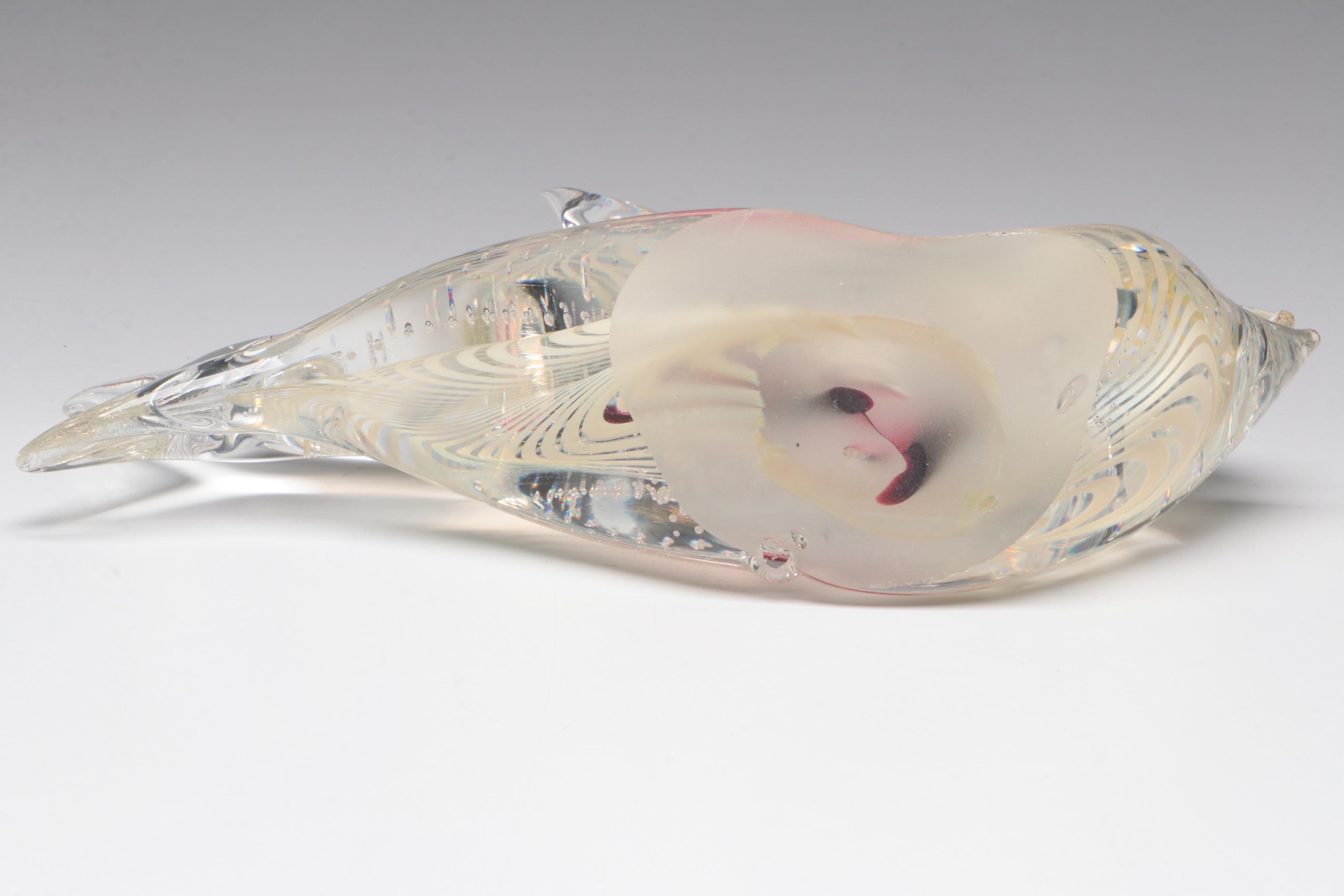 Rollin Karg Controlled Bubble Art Glass Fish Sculpture, 1999