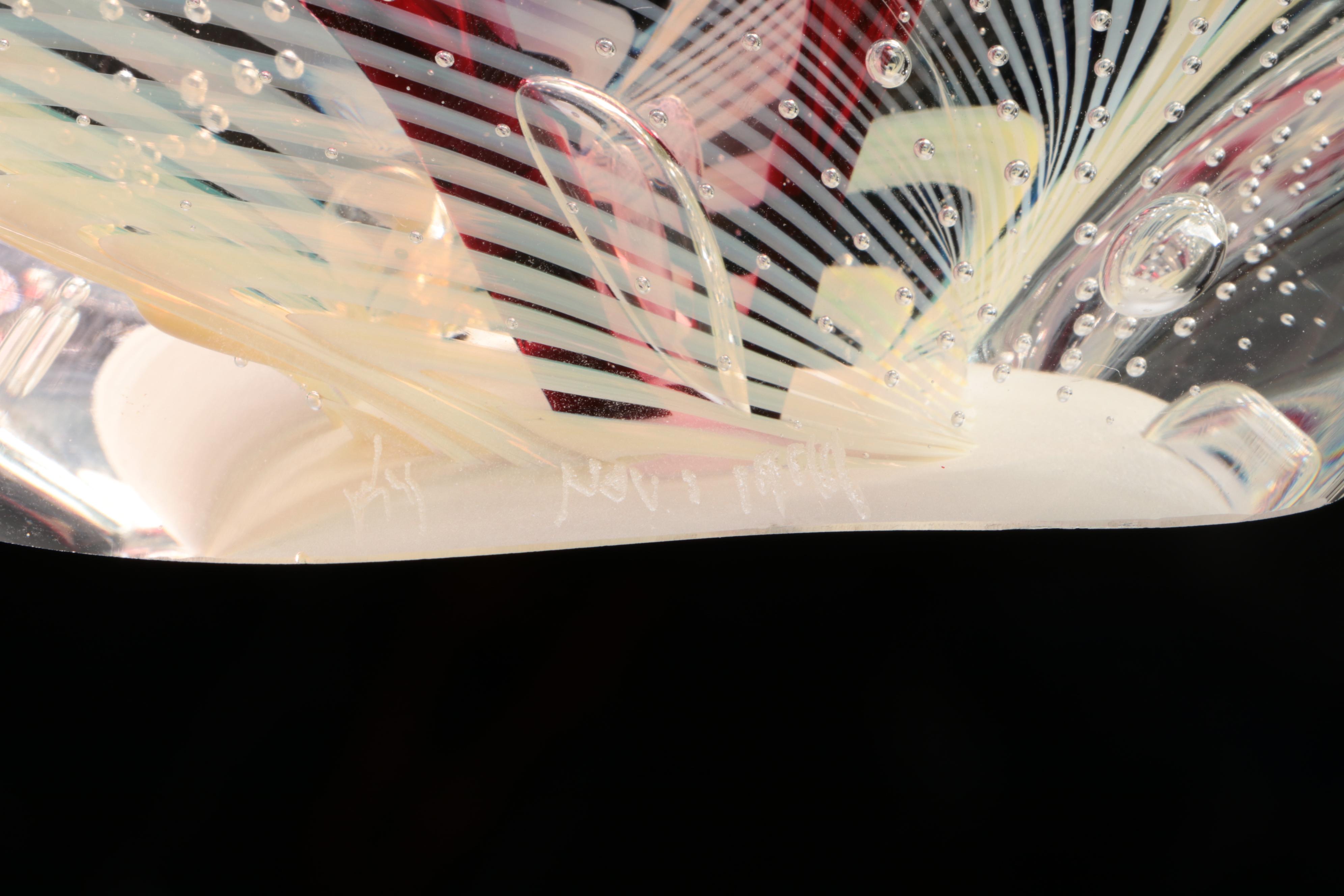 Rollin Karg Controlled Bubble Art Glass Fish Sculpture, 1999