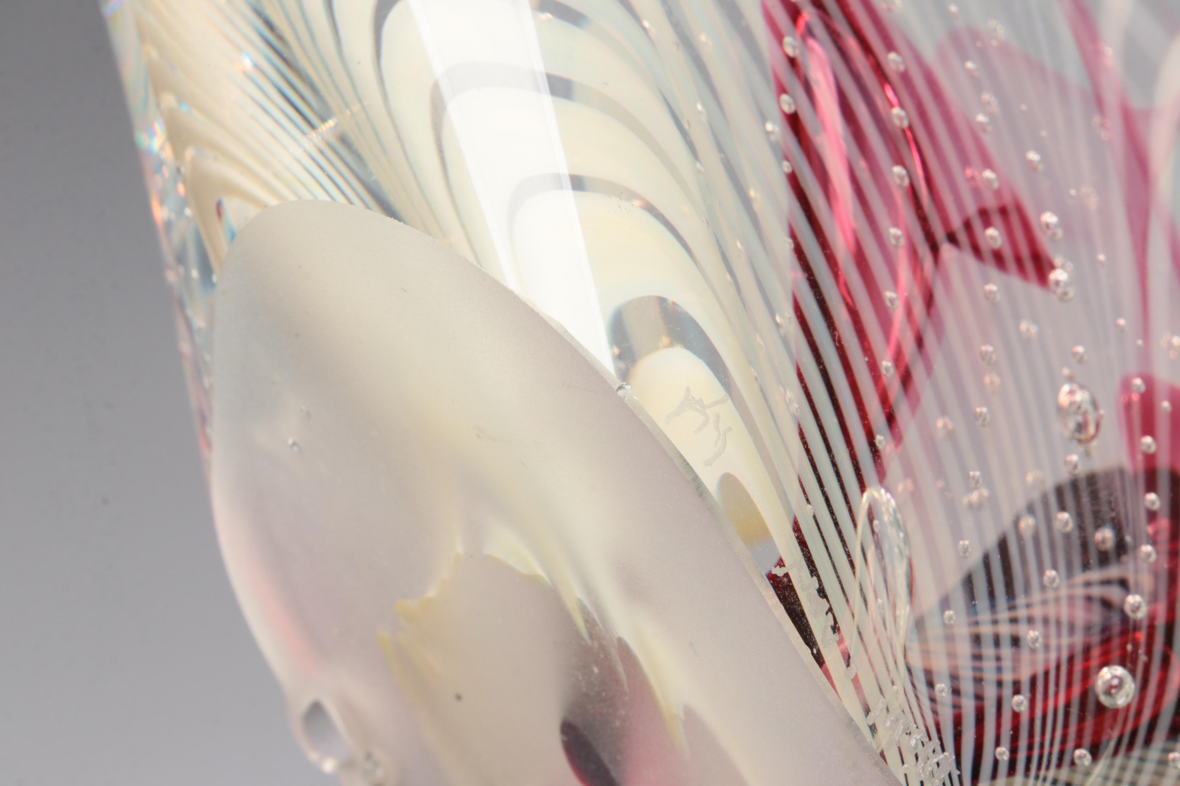 Rollin Karg Controlled Bubble Art Glass Fish Sculpture, 1999