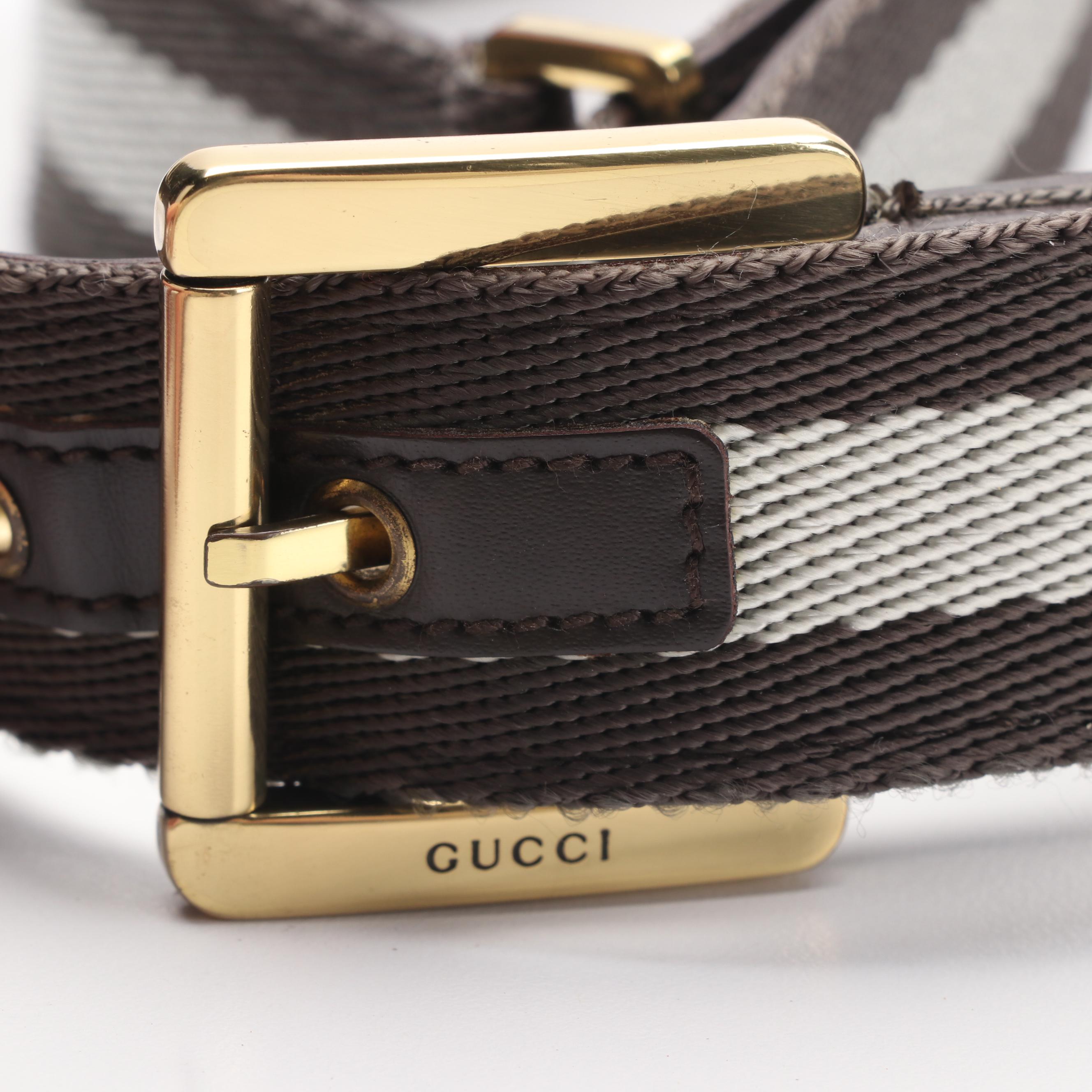 Gucci Vintage Multi-Color Fabric and Leather Belt