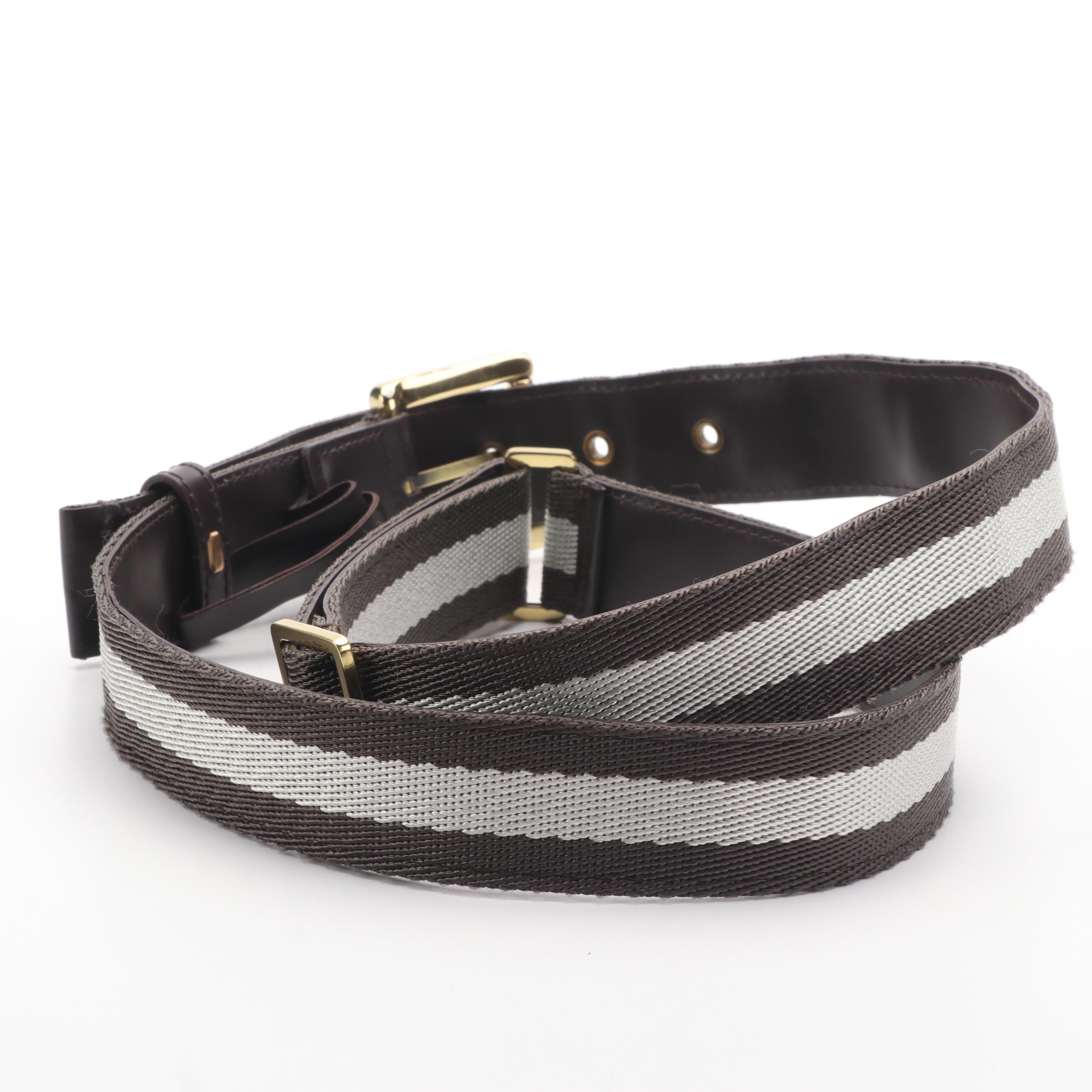 Gucci Vintage Multi-Color Fabric and Leather Belt