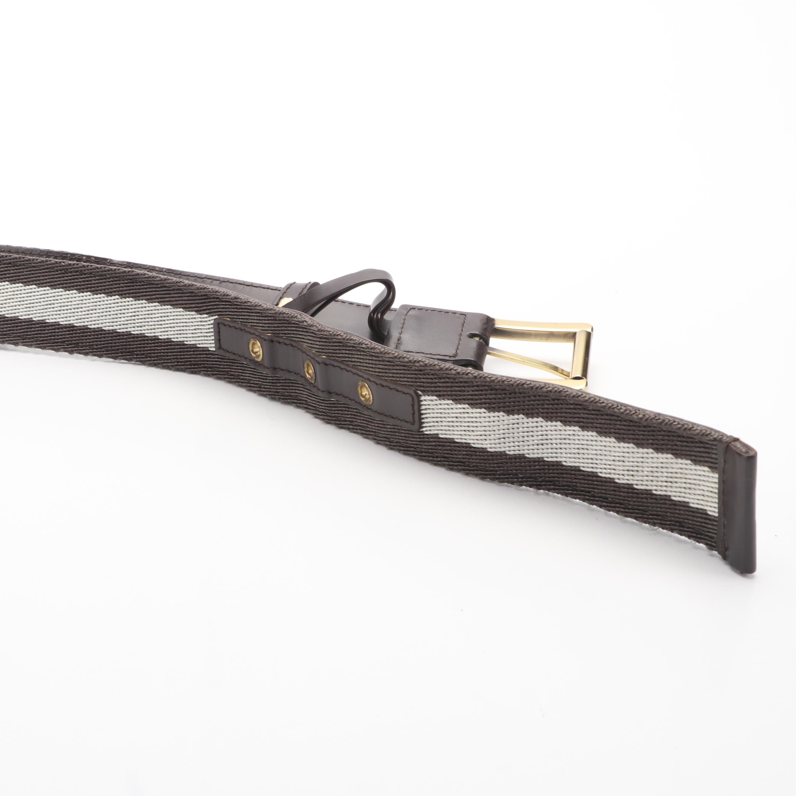 Gucci Vintage Multi-Color Fabric and Leather Belt