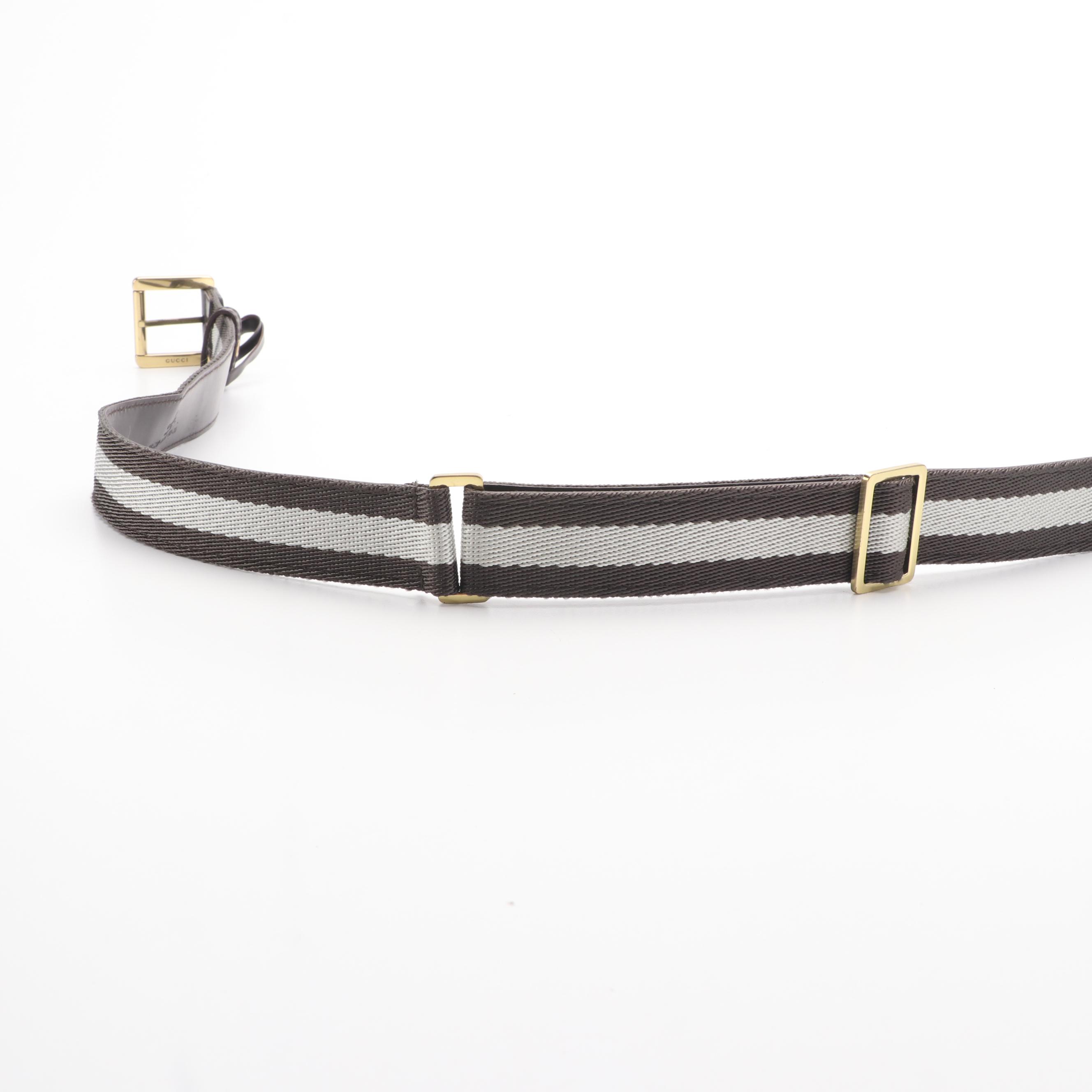 Gucci Vintage Multi-Color Fabric and Leather Belt