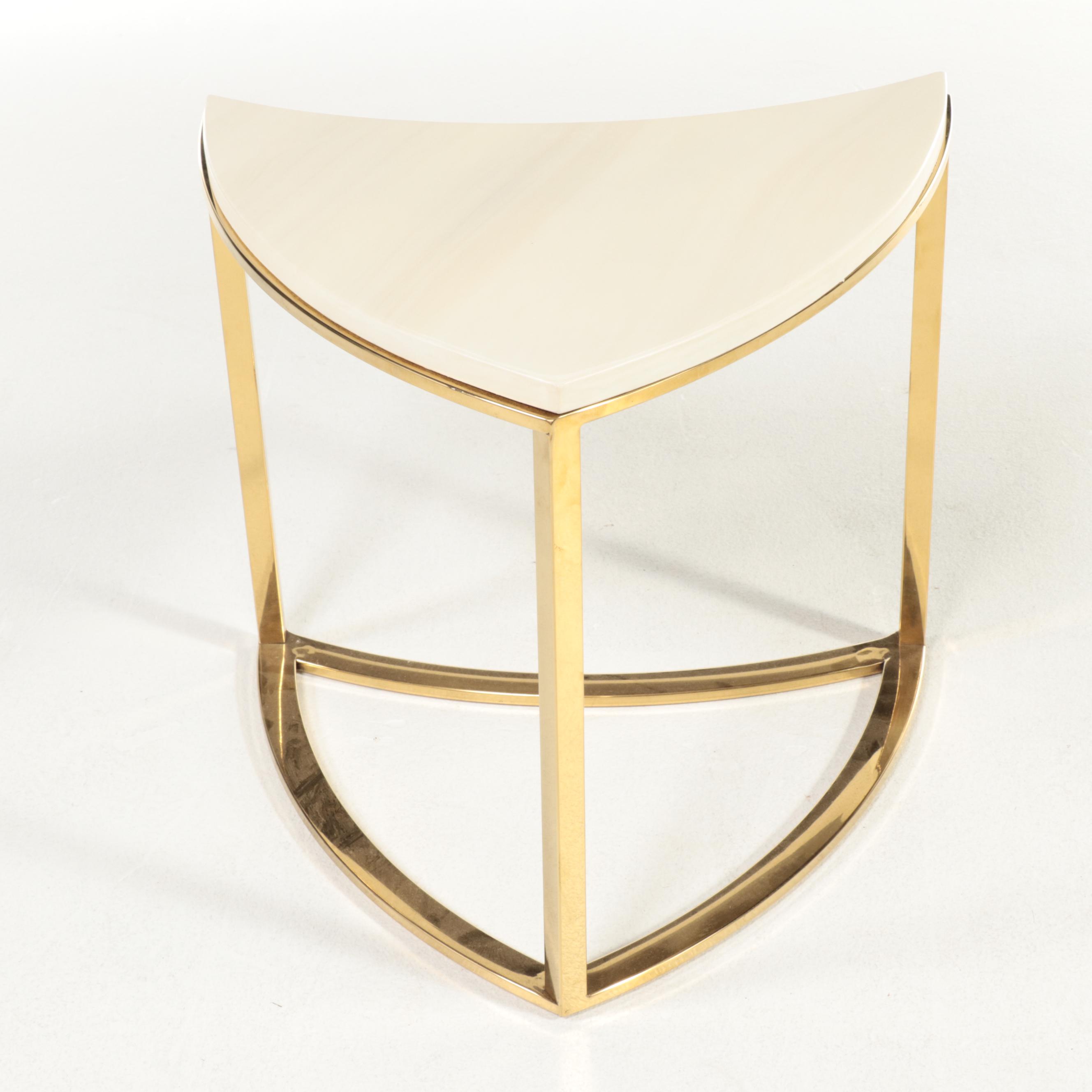 Neuu Design Emporium Modern Six-Piece Brass Coffee Table with Cultured Stone Top