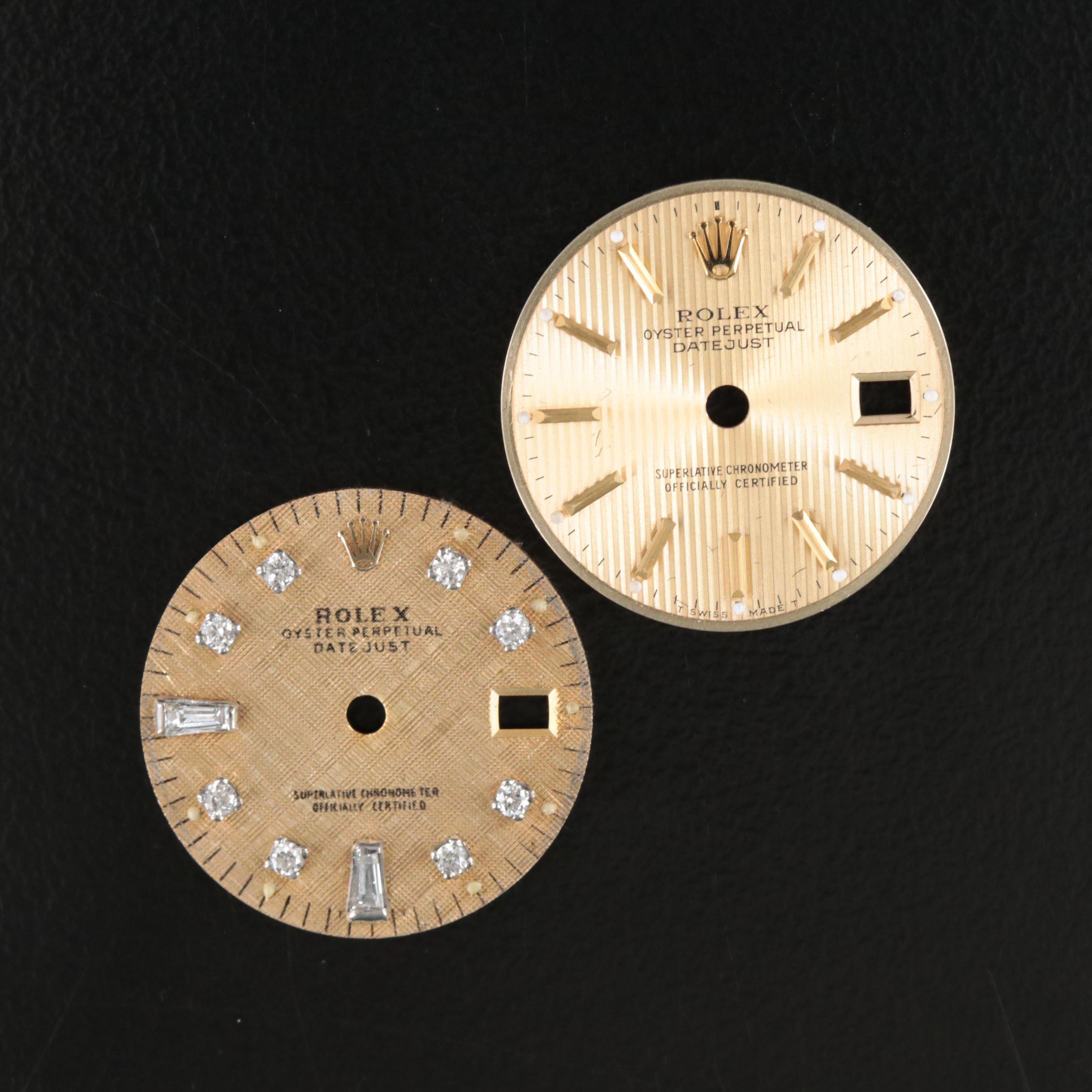 Two Rolex Datejust Watch Dials