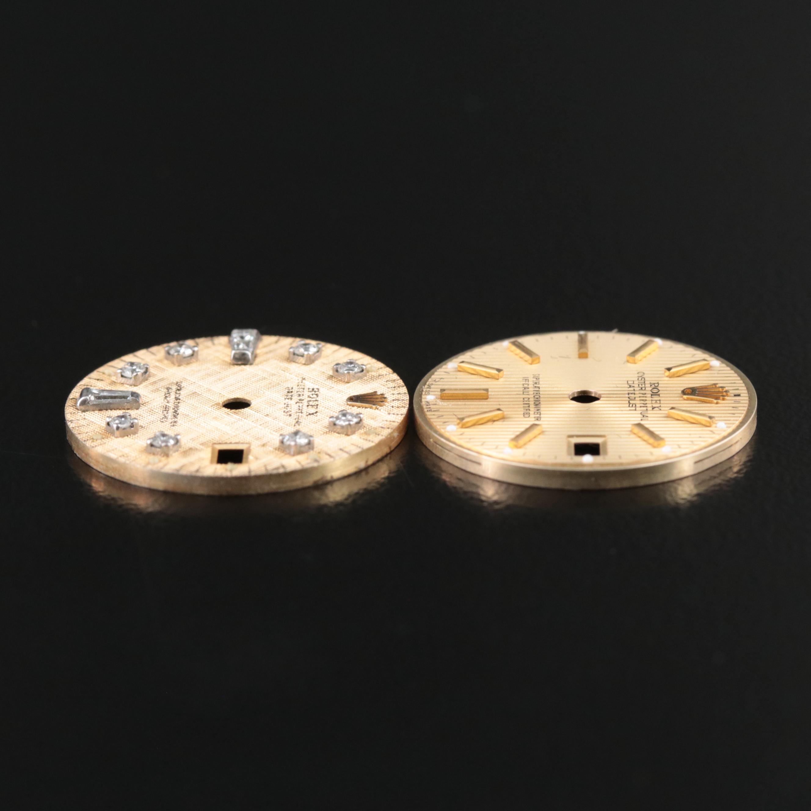 Two Rolex Datejust Watch Dials