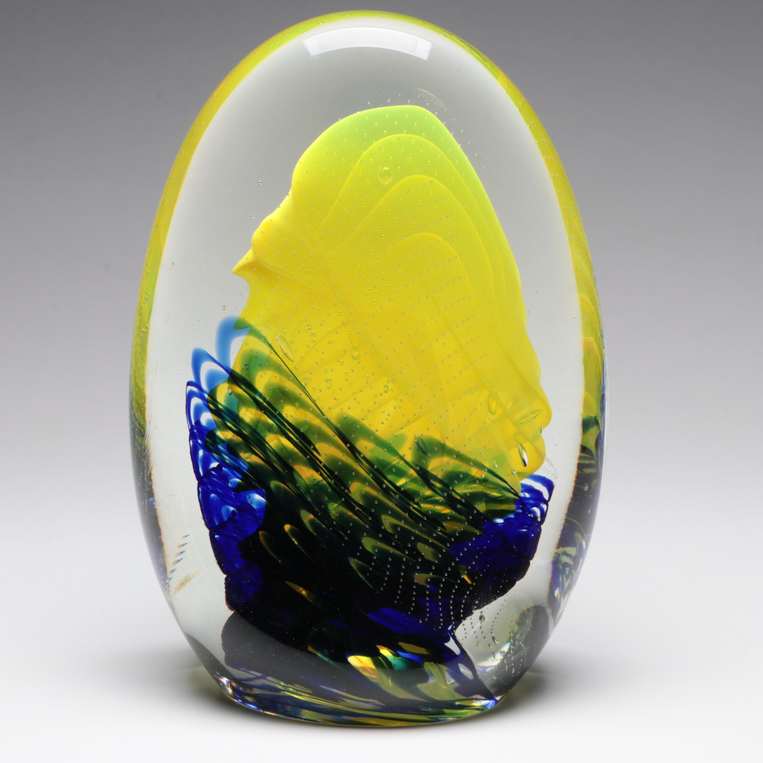 Rollin Karg Abstract Controlled Bubble Art Glass Sculpture, 2006