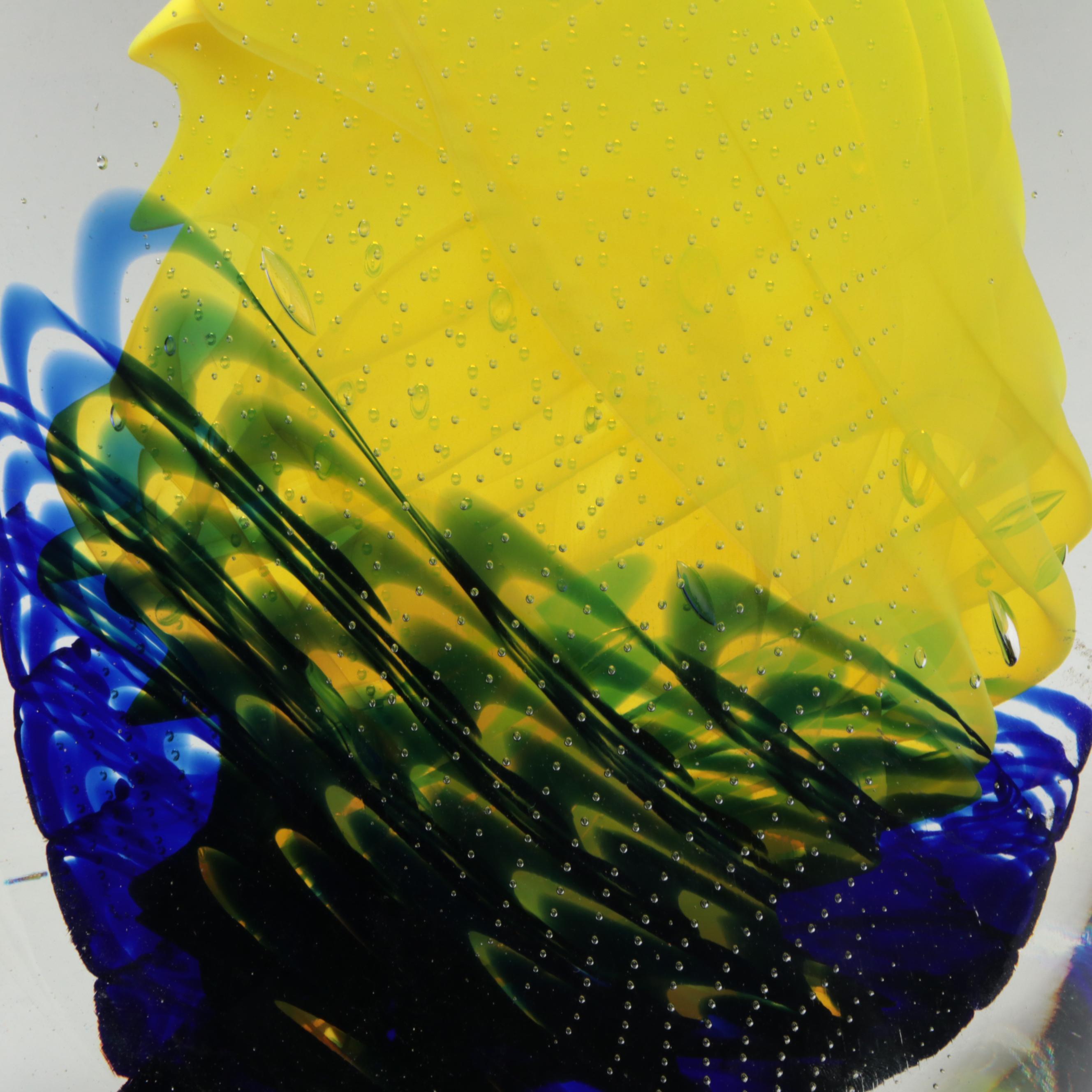 Rollin Karg Abstract Controlled Bubble Art Glass Sculpture, 2006