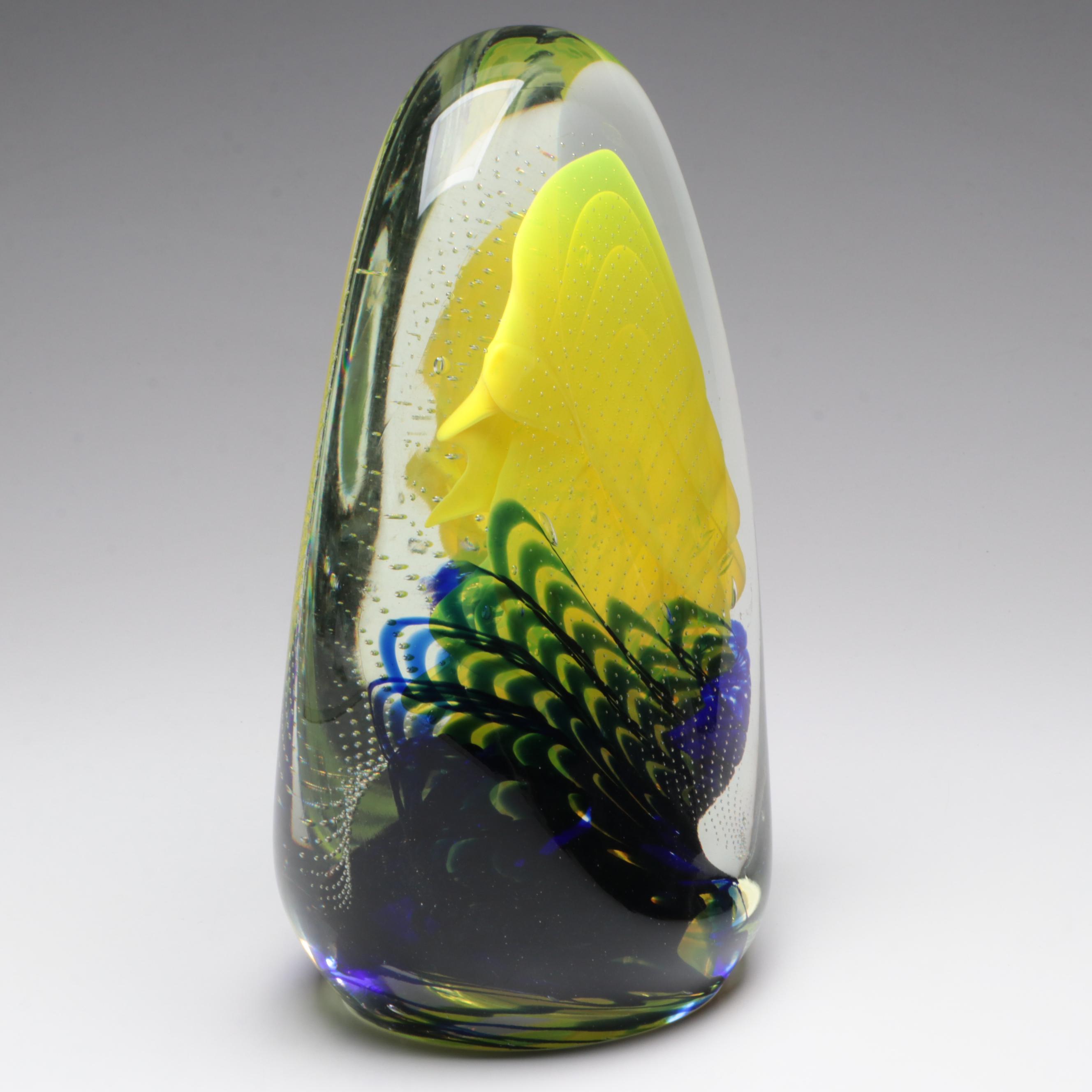 Rollin Karg Abstract Controlled Bubble Art Glass Sculpture, 2006