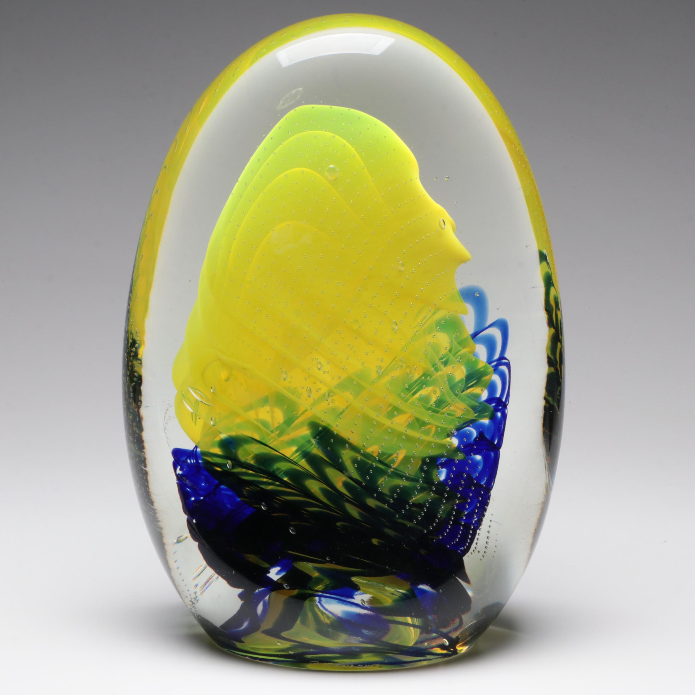 Rollin Karg Abstract Controlled Bubble Art Glass Sculpture, 2006