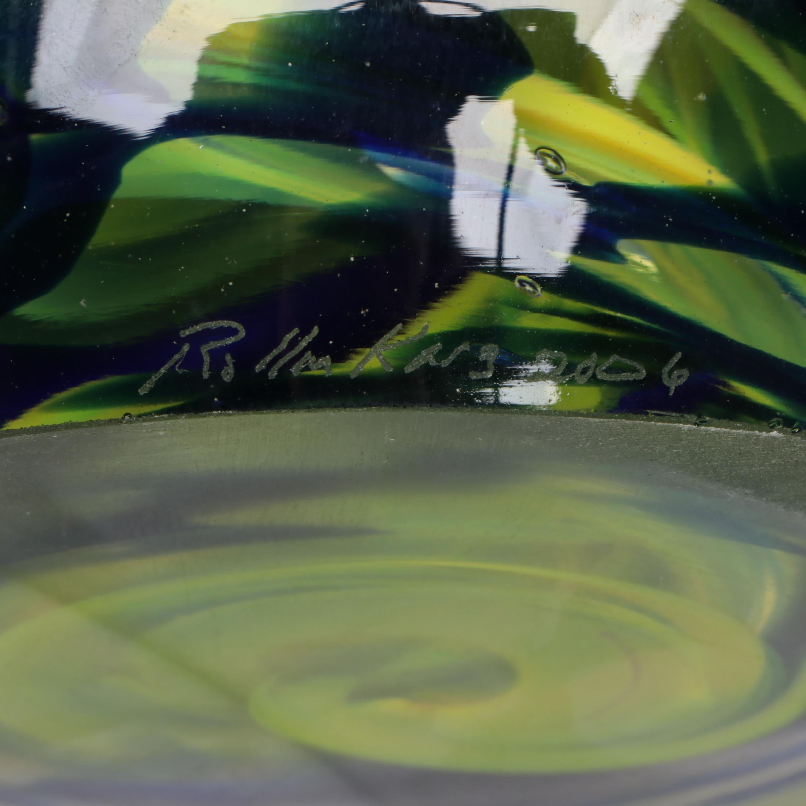 Rollin Karg Abstract Controlled Bubble Art Glass Sculpture, 2006