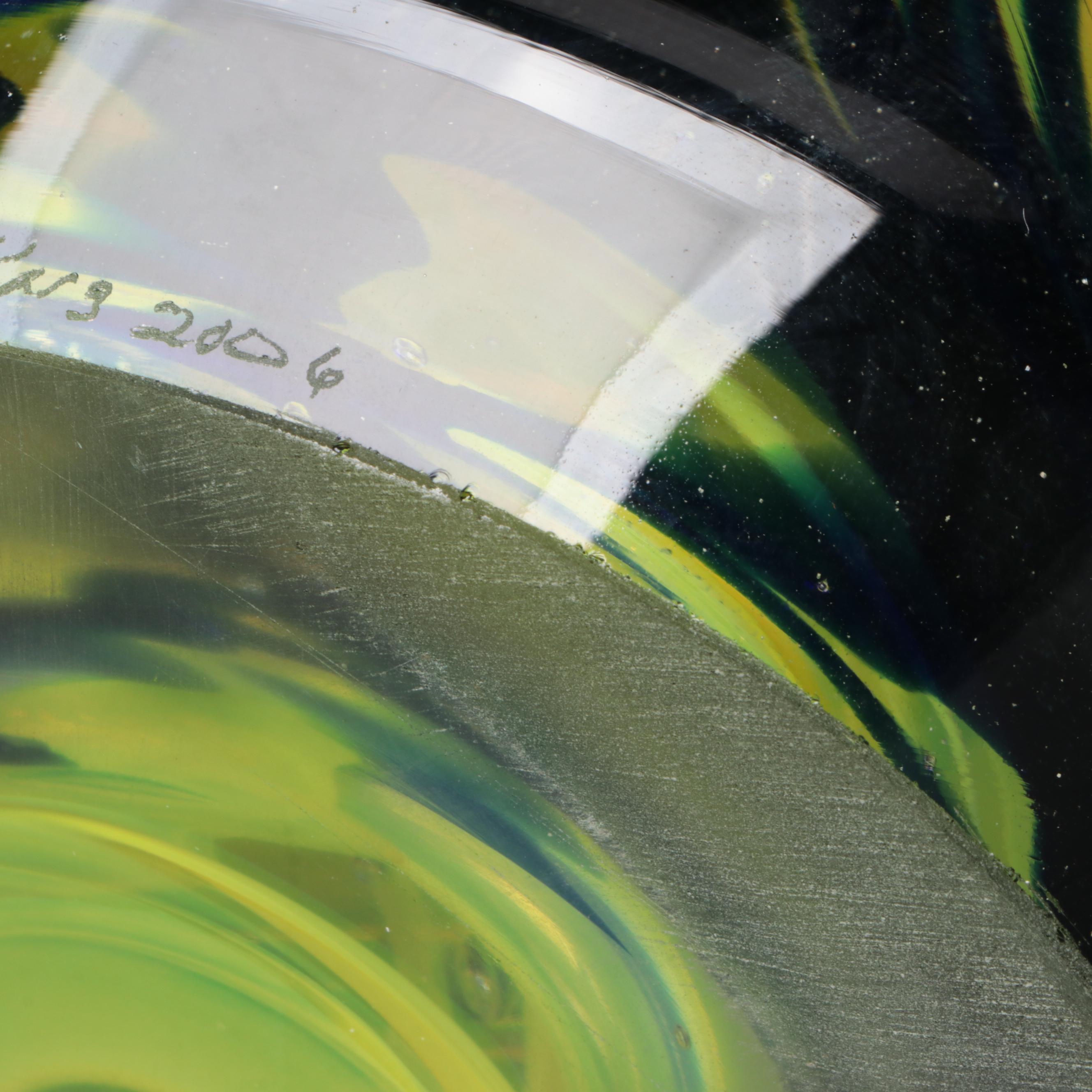 Rollin Karg Abstract Controlled Bubble Art Glass Sculpture, 2006