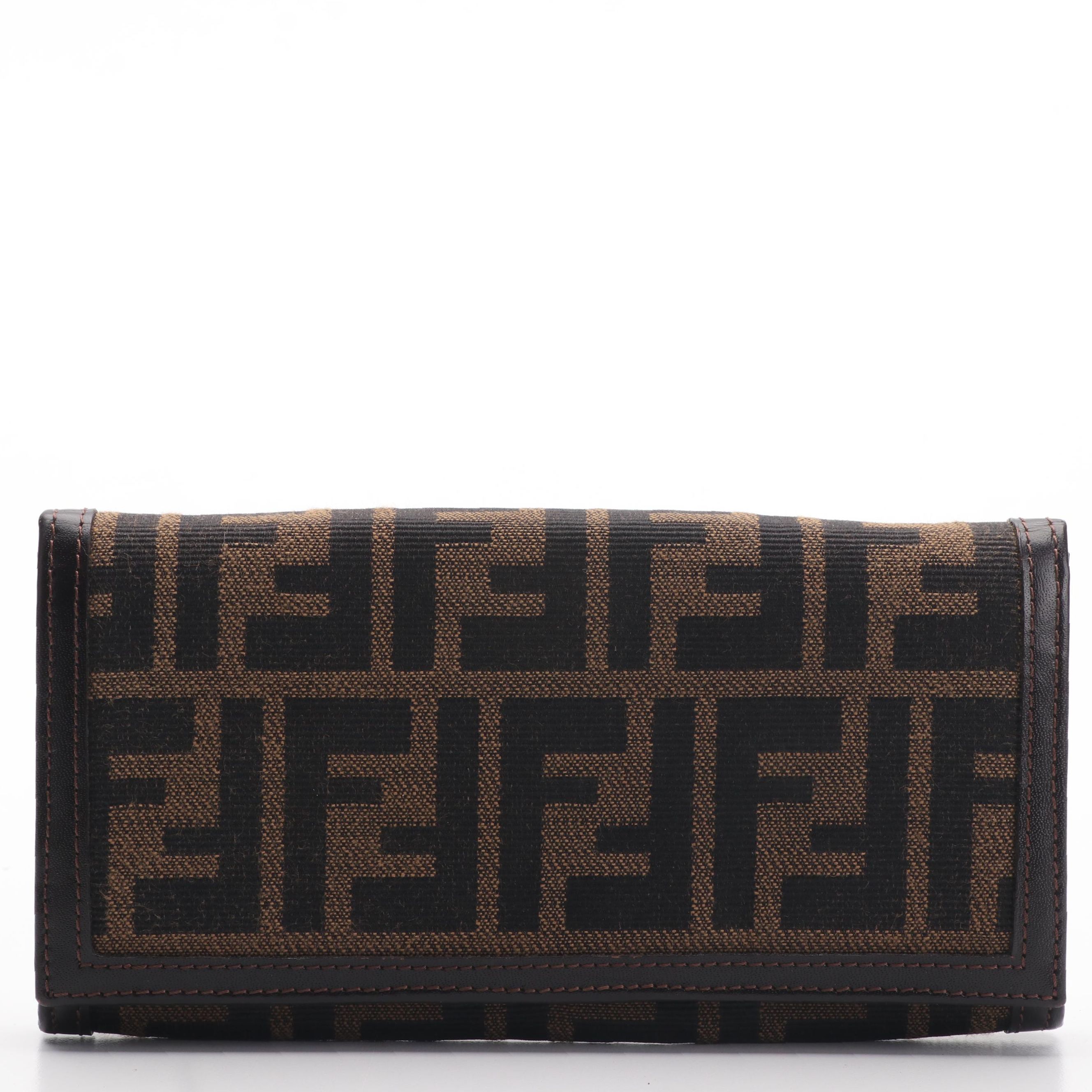 Fendi Zucca Canvas Leather Long Wallet