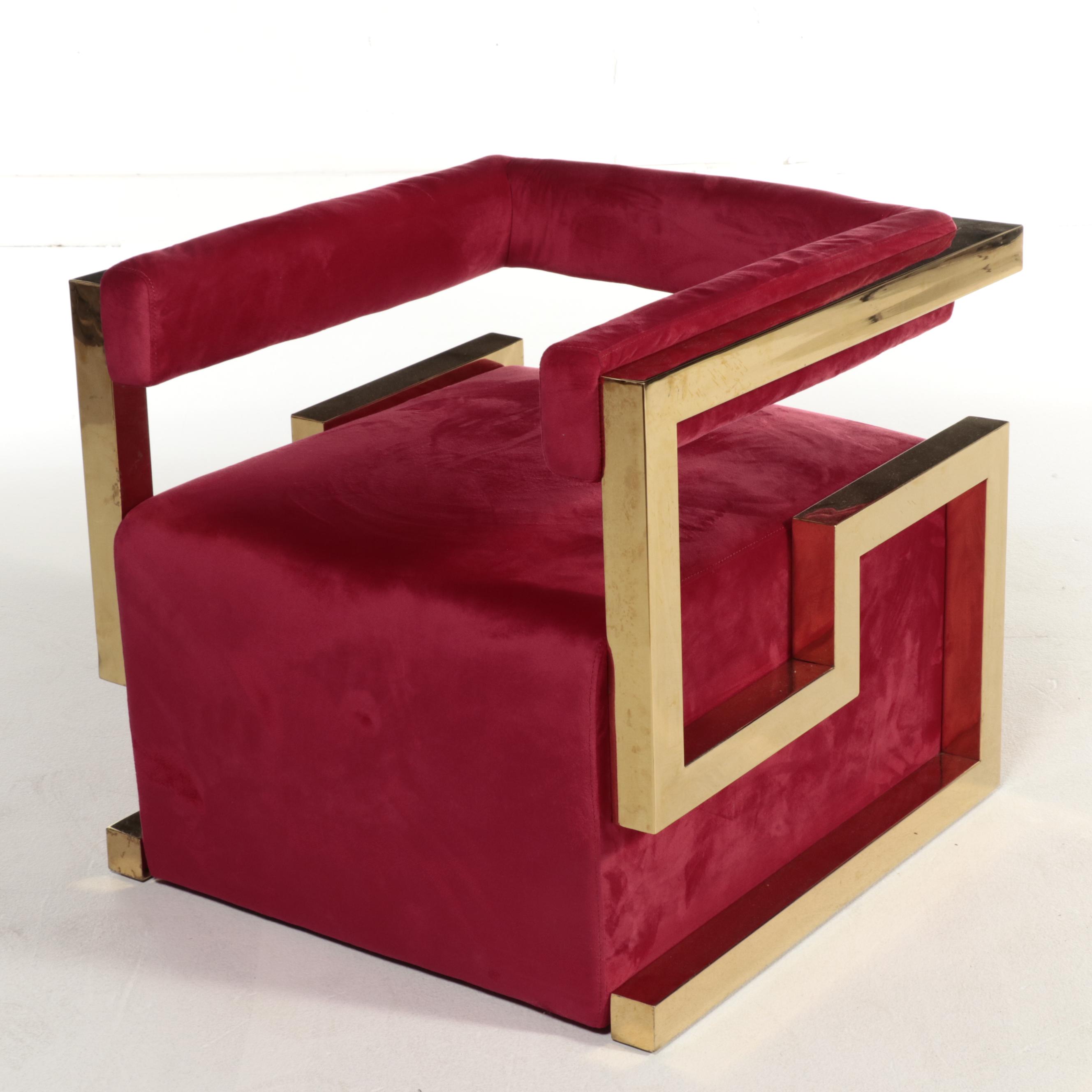 Pair of Neuu Design Studio Brass and Velvet Accent Chairs