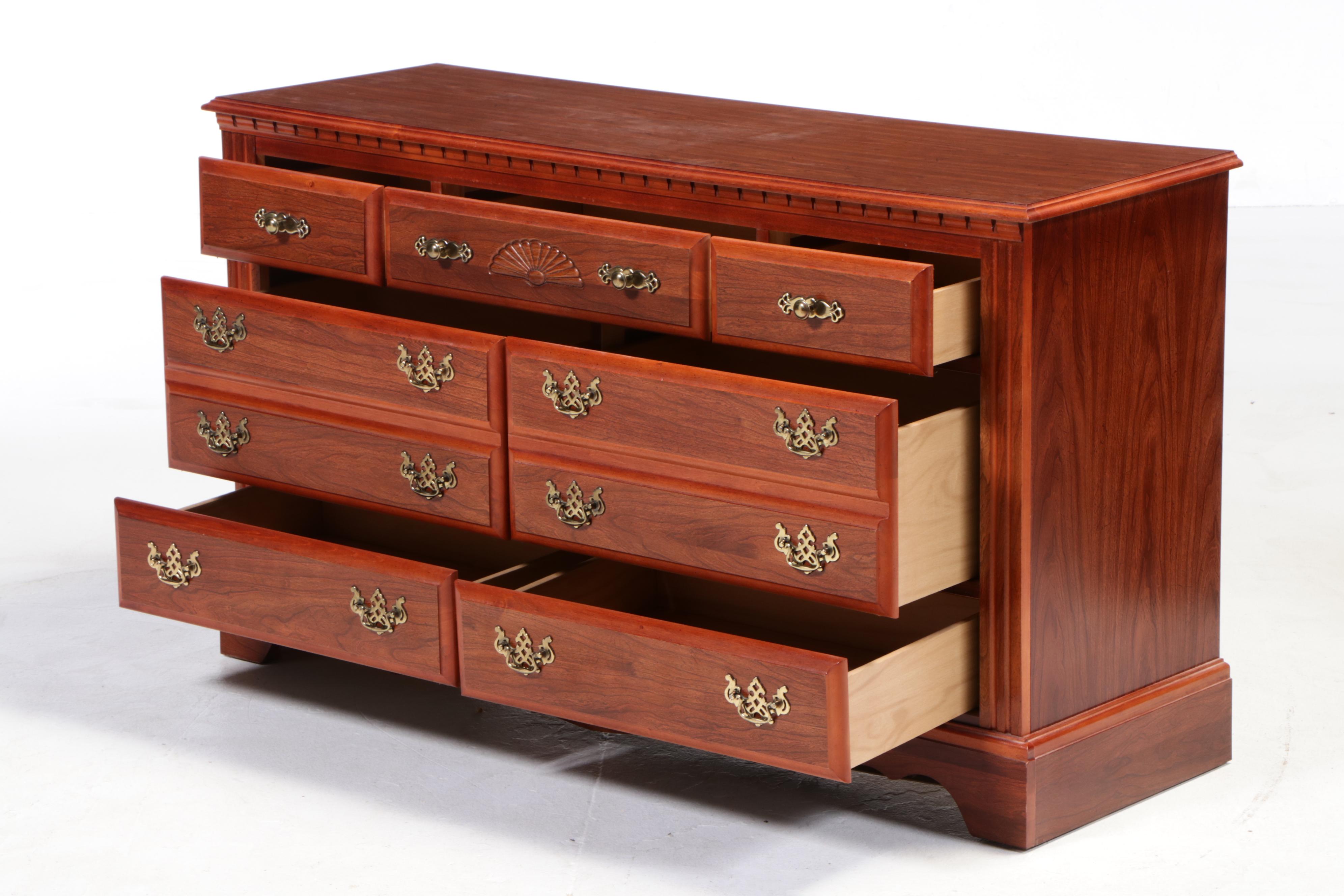 Broyhill Early American Style Laminate and Coated Wood Dresser and Nightstand