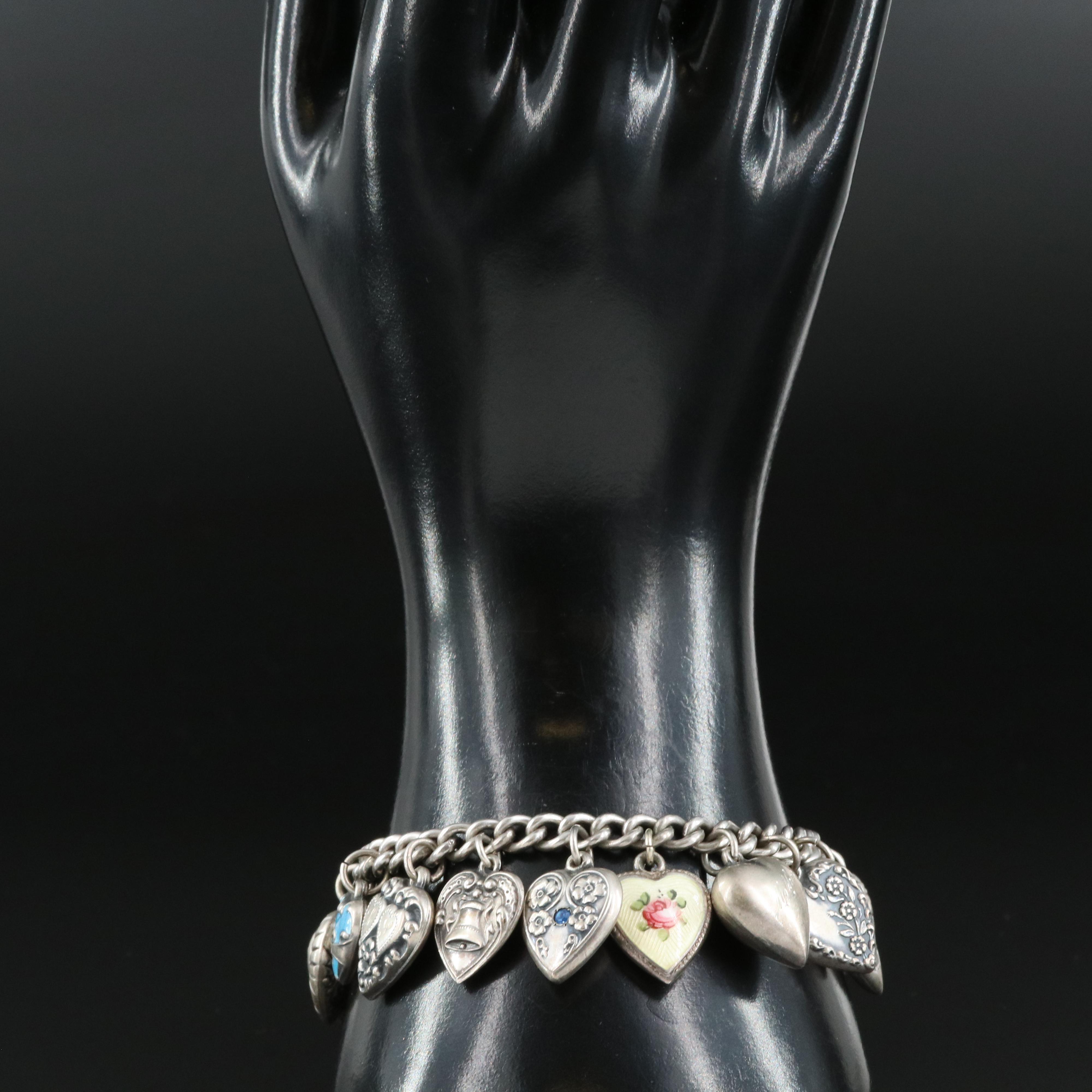 1940s Sterling Sweetheart Charm Bracelet Featuring Walter Lampl