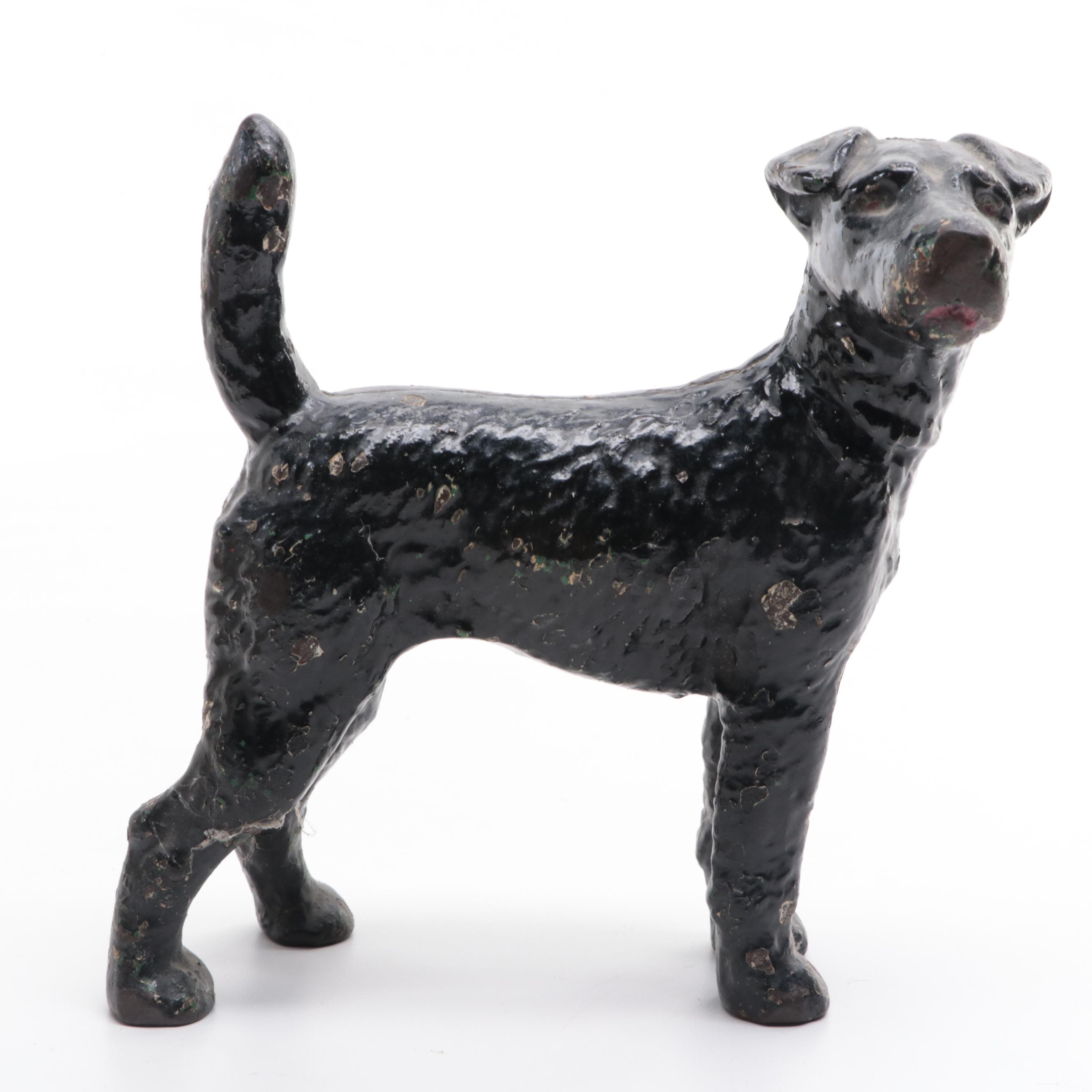 Painted Cast Iron Dog Shaped Door Stop, 20th Century