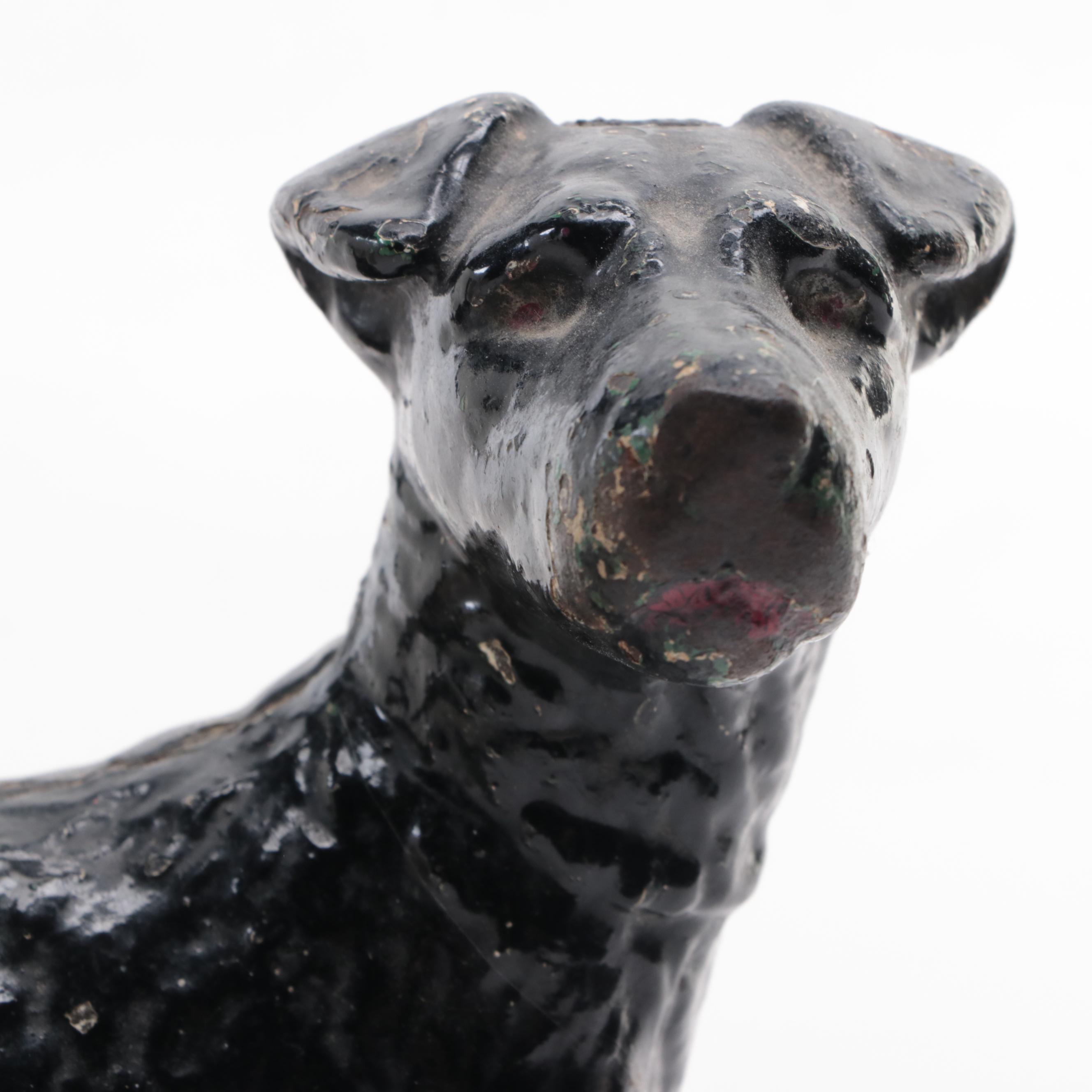 Painted Cast Iron Dog Shaped Door Stop, 20th Century