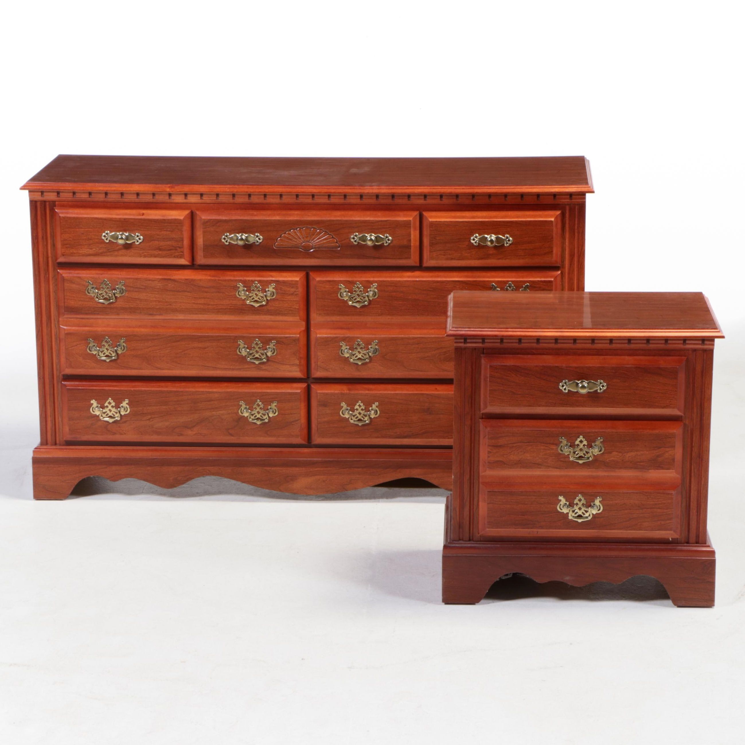 Broyhill Early American Style Laminate and Coated Wood Dresser and Nightstand