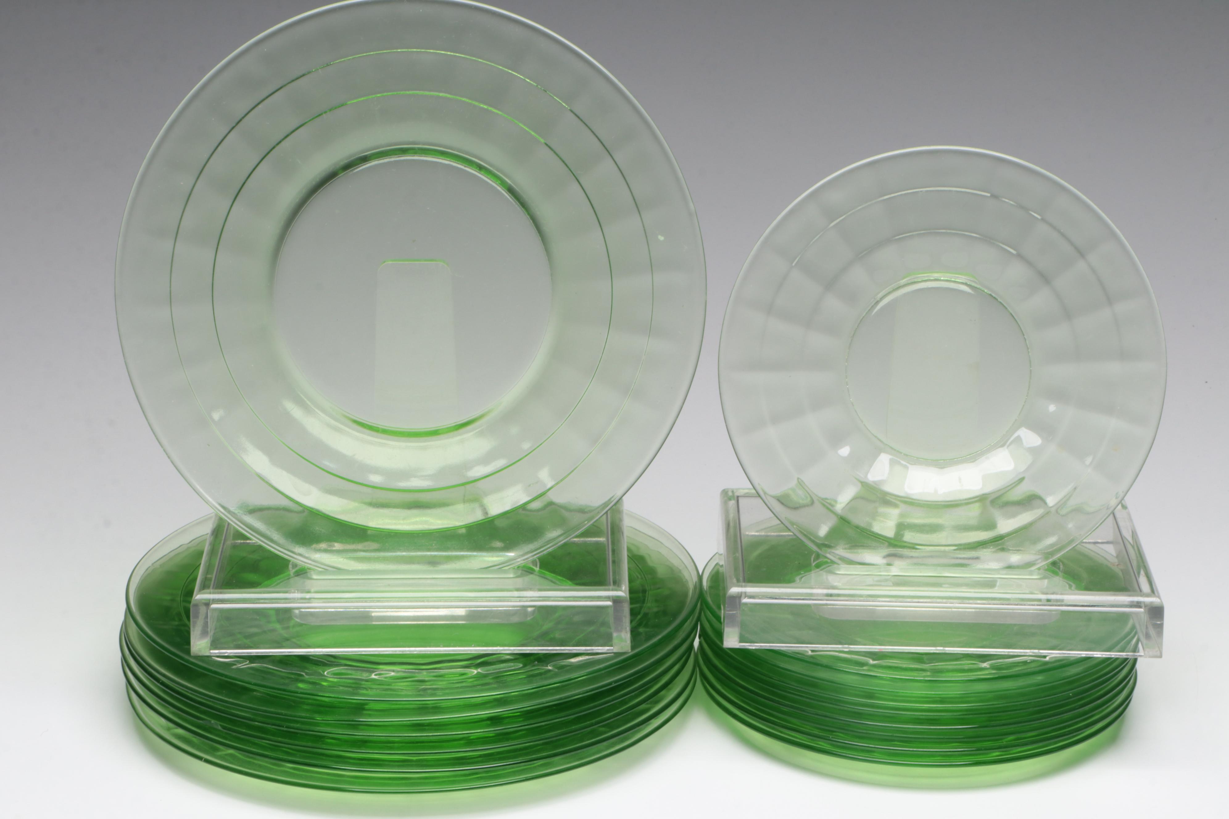 Uranium and Other Green Glass Dinnerware and Stemware