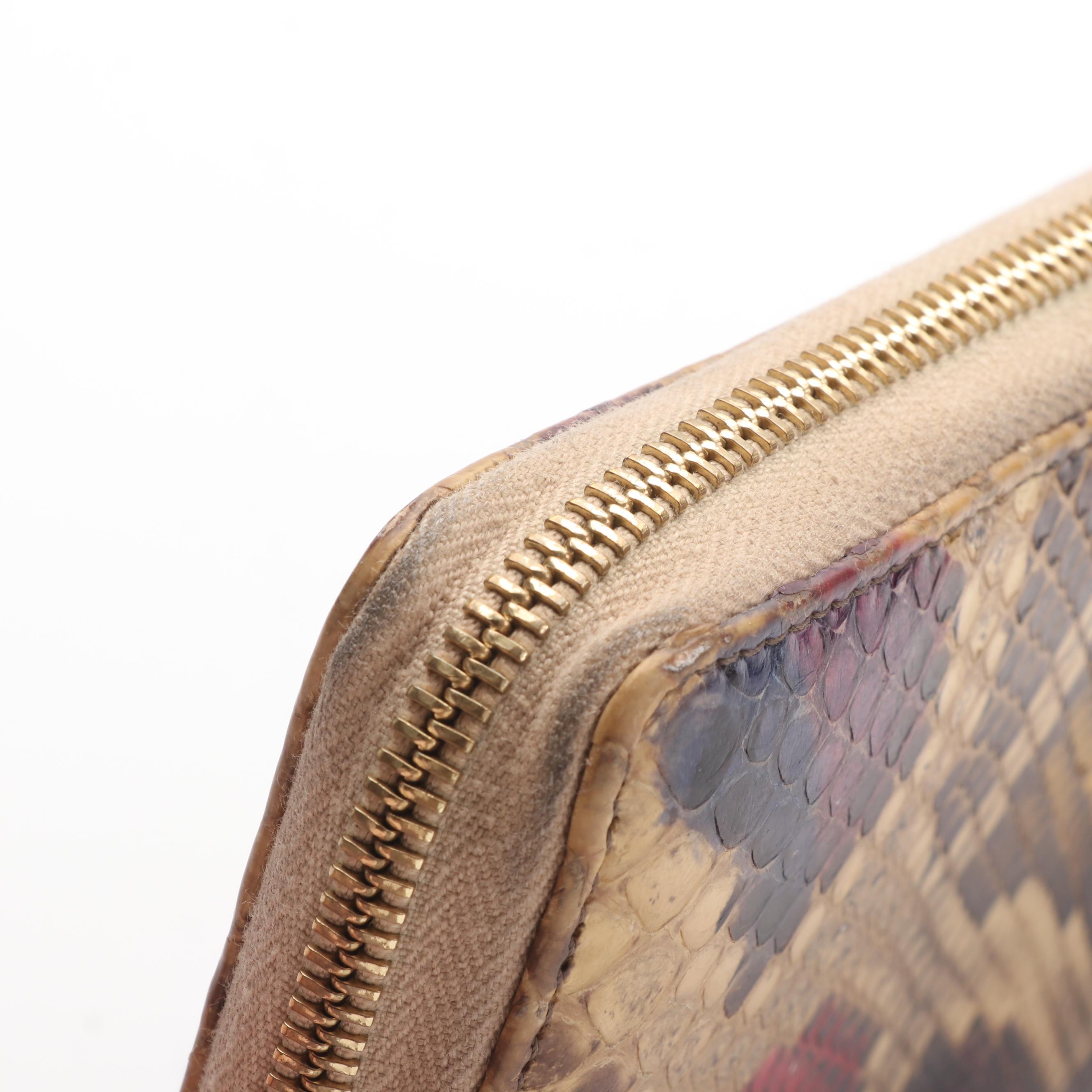 Gucci Marmont Zip Around Wallet in Colorblock Python Print Leather