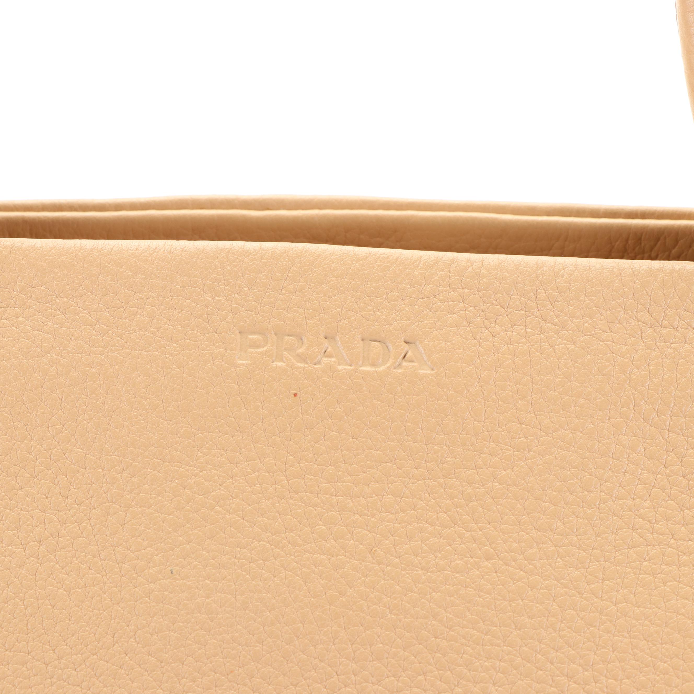 Prada City Tote Bag in Beige Leather