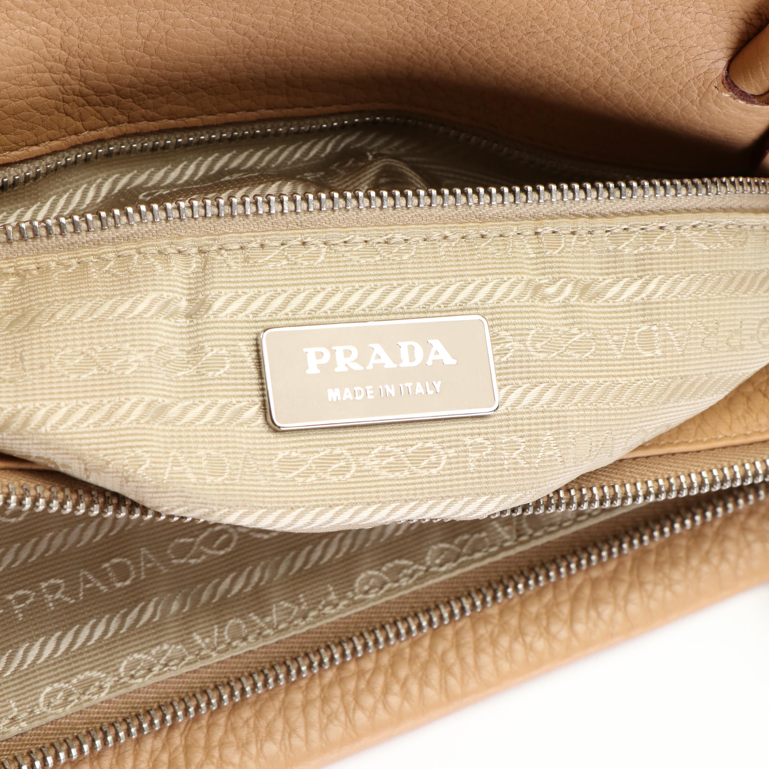 Prada City Tote Bag in Beige Leather