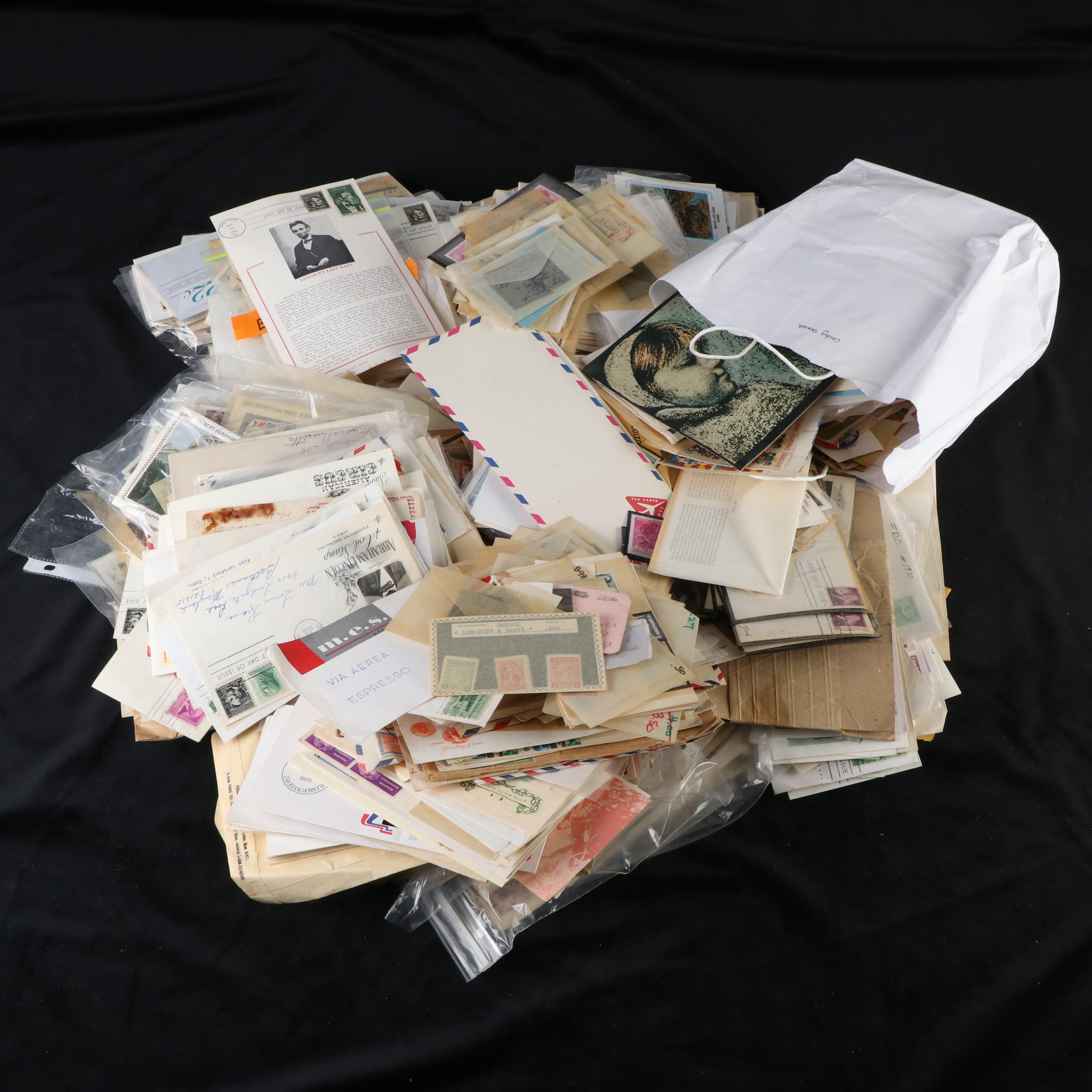 Large Lot of Vintage Postal Covers, Envelopes, and Stamps