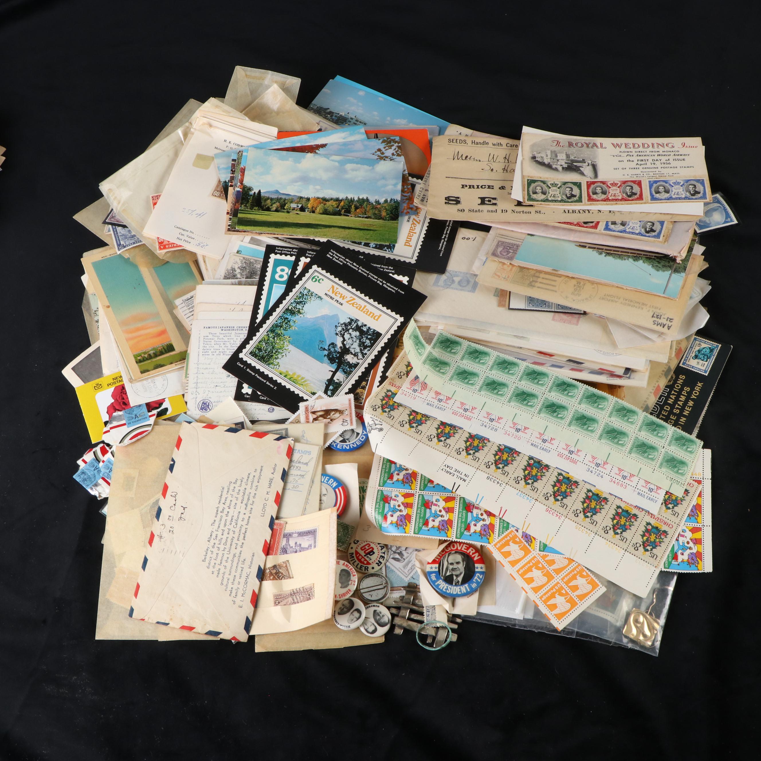 Large Lot of Vintage Postal Covers, Envelopes, and Stamps