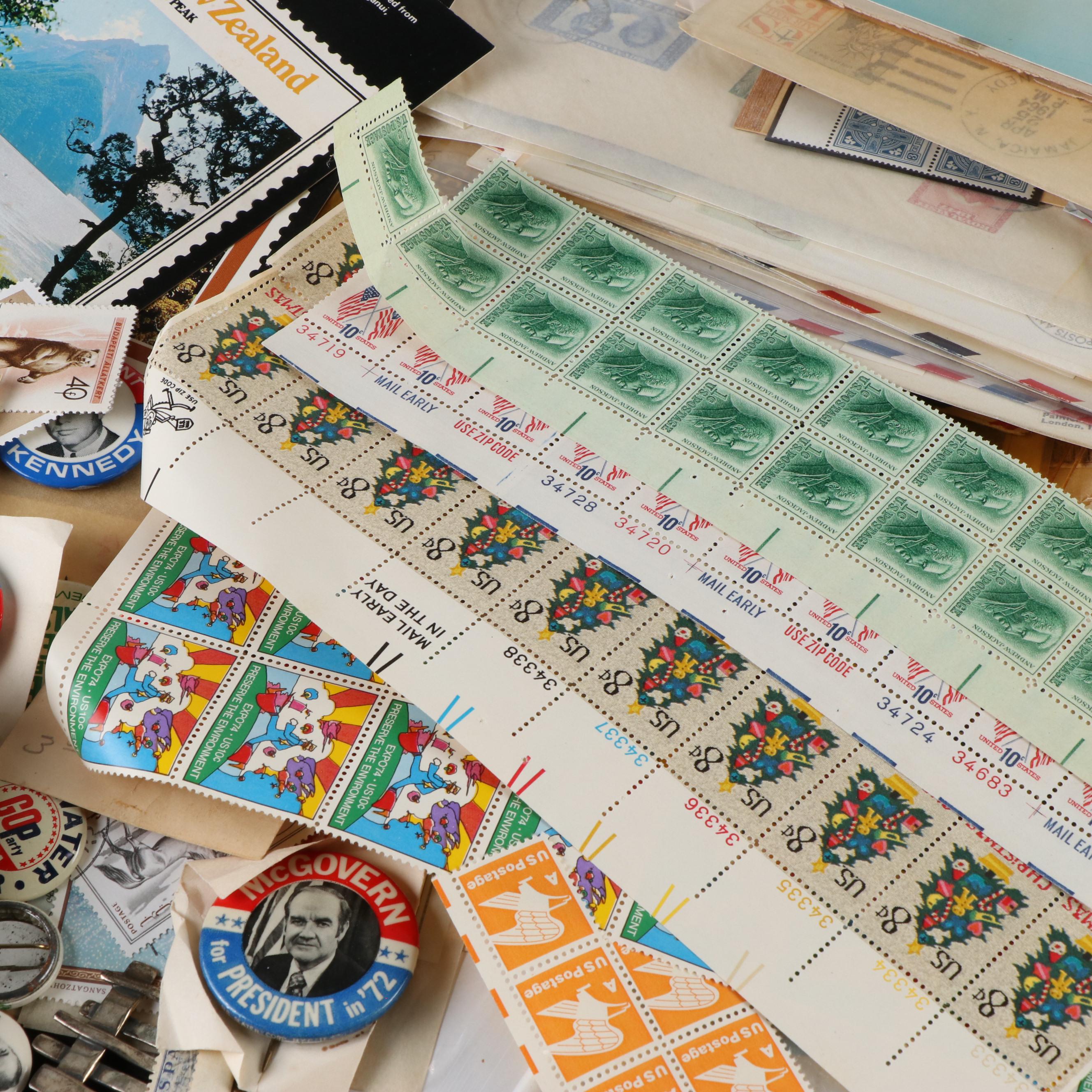 Large Lot of Vintage Postal Covers, Envelopes, and Stamps