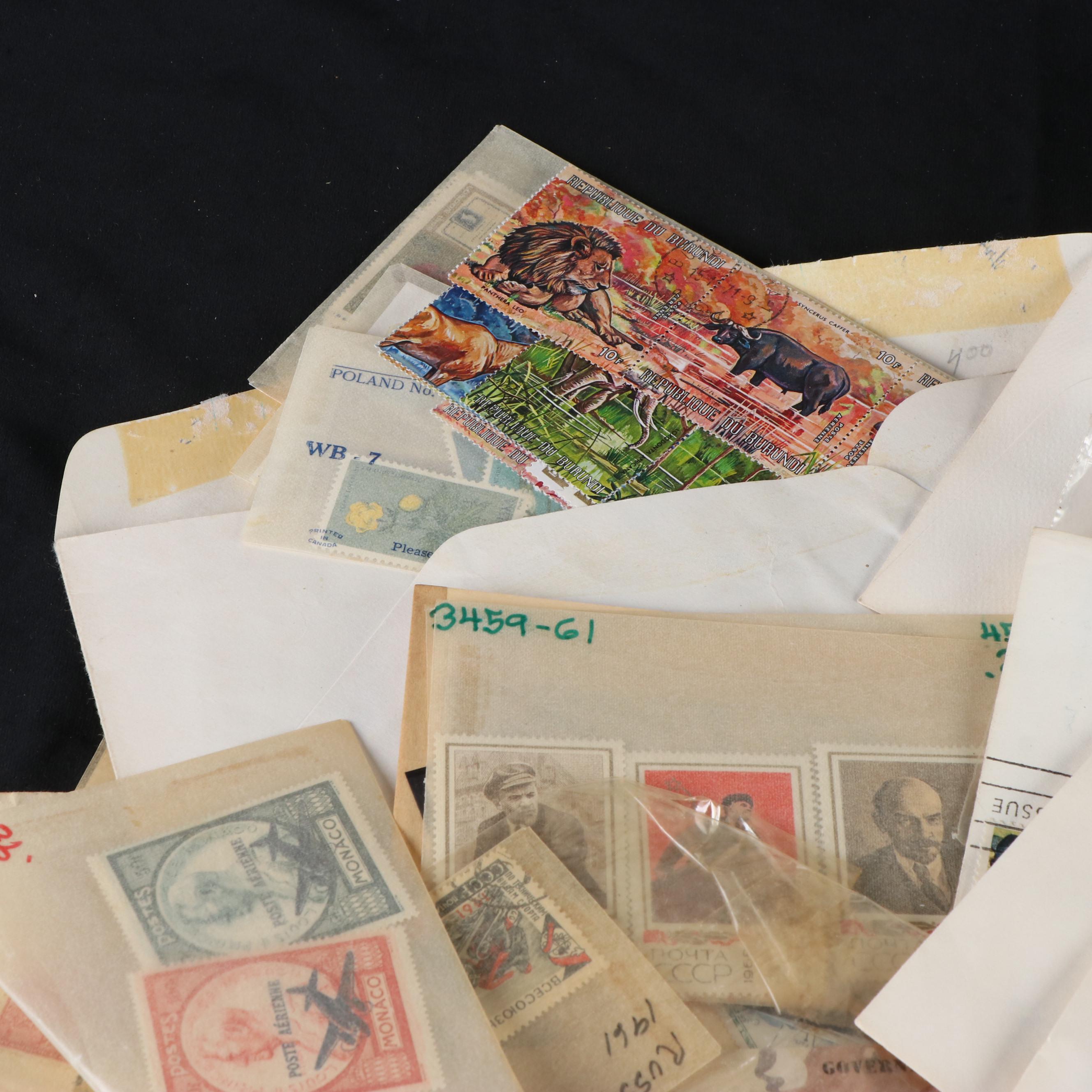 Large Lot of Vintage Postal Covers, Envelopes, and Stamps