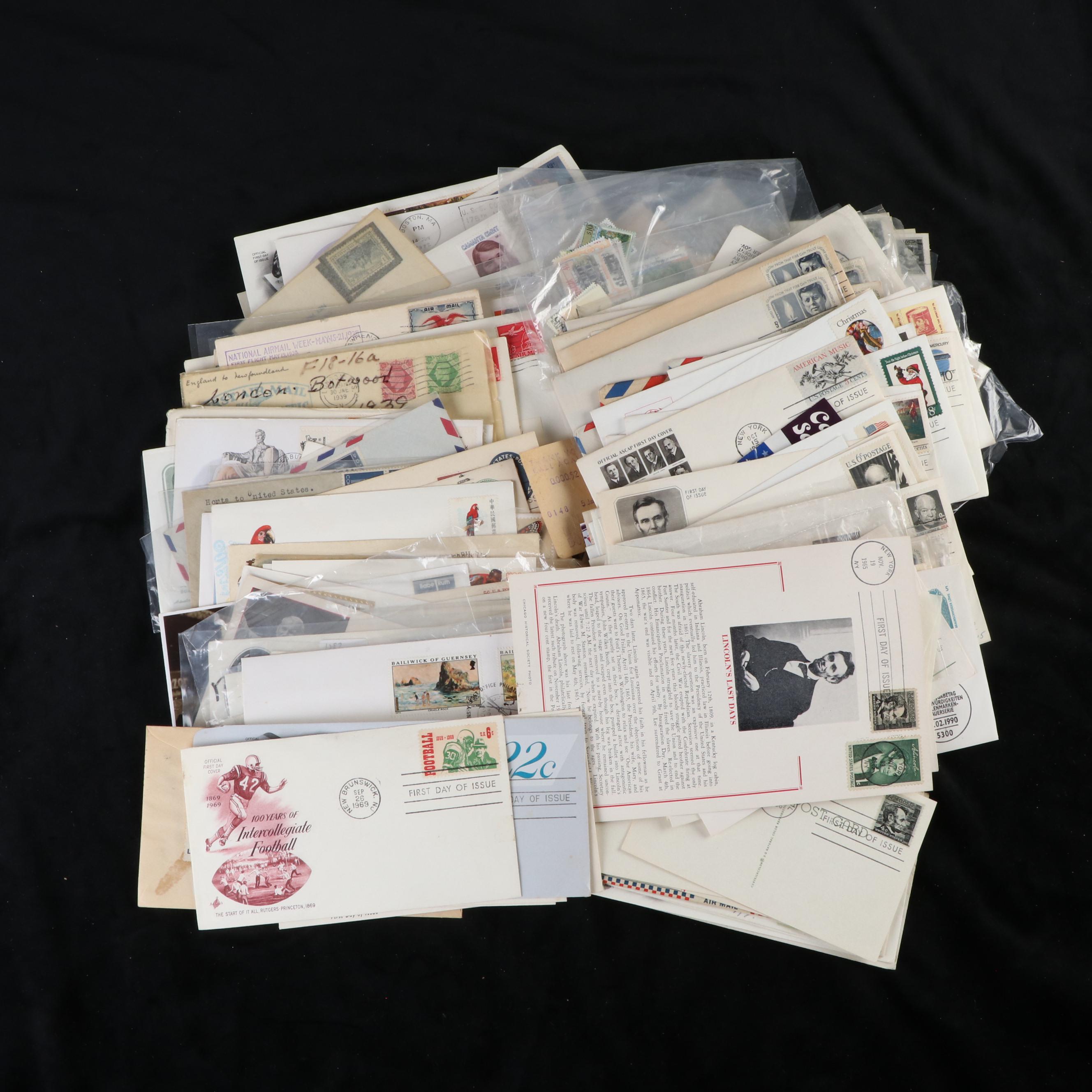 Large Lot of Vintage Postal Covers, Envelopes, and Stamps