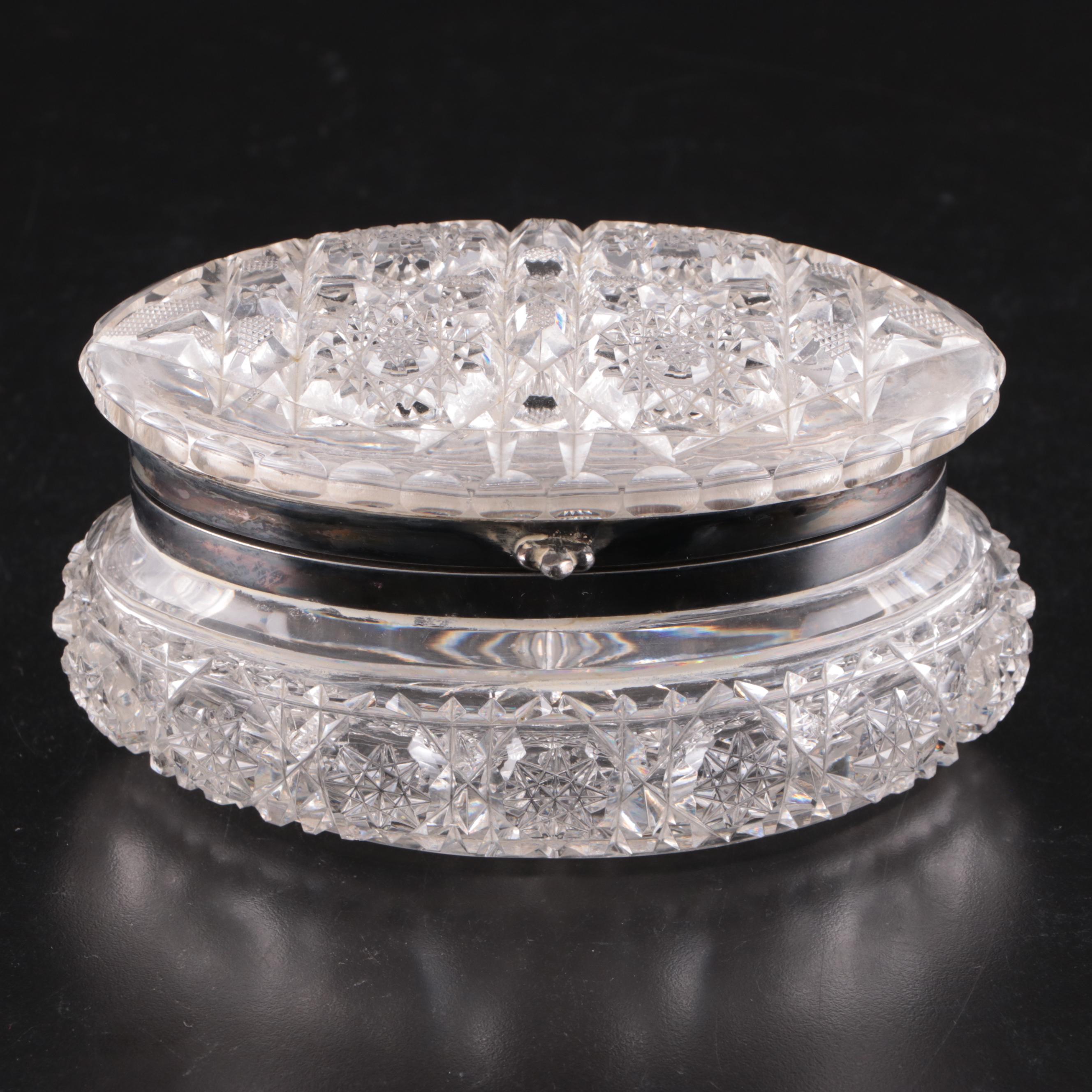 American Brilliant Period Cut Crystal Box, Cut Glass Perfume Bottles, More