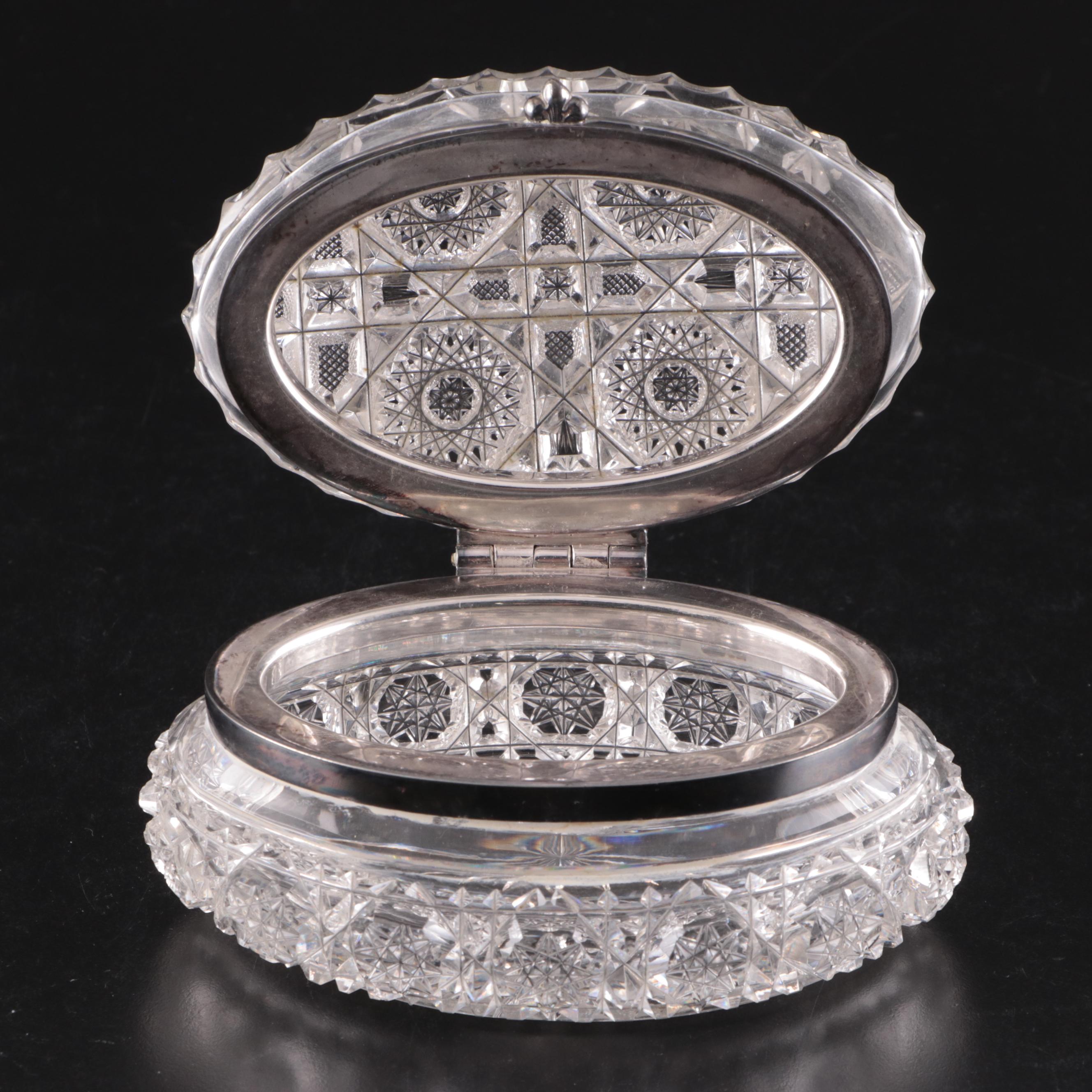 American Brilliant Period Cut Crystal Box, Cut Glass Perfume Bottles, More