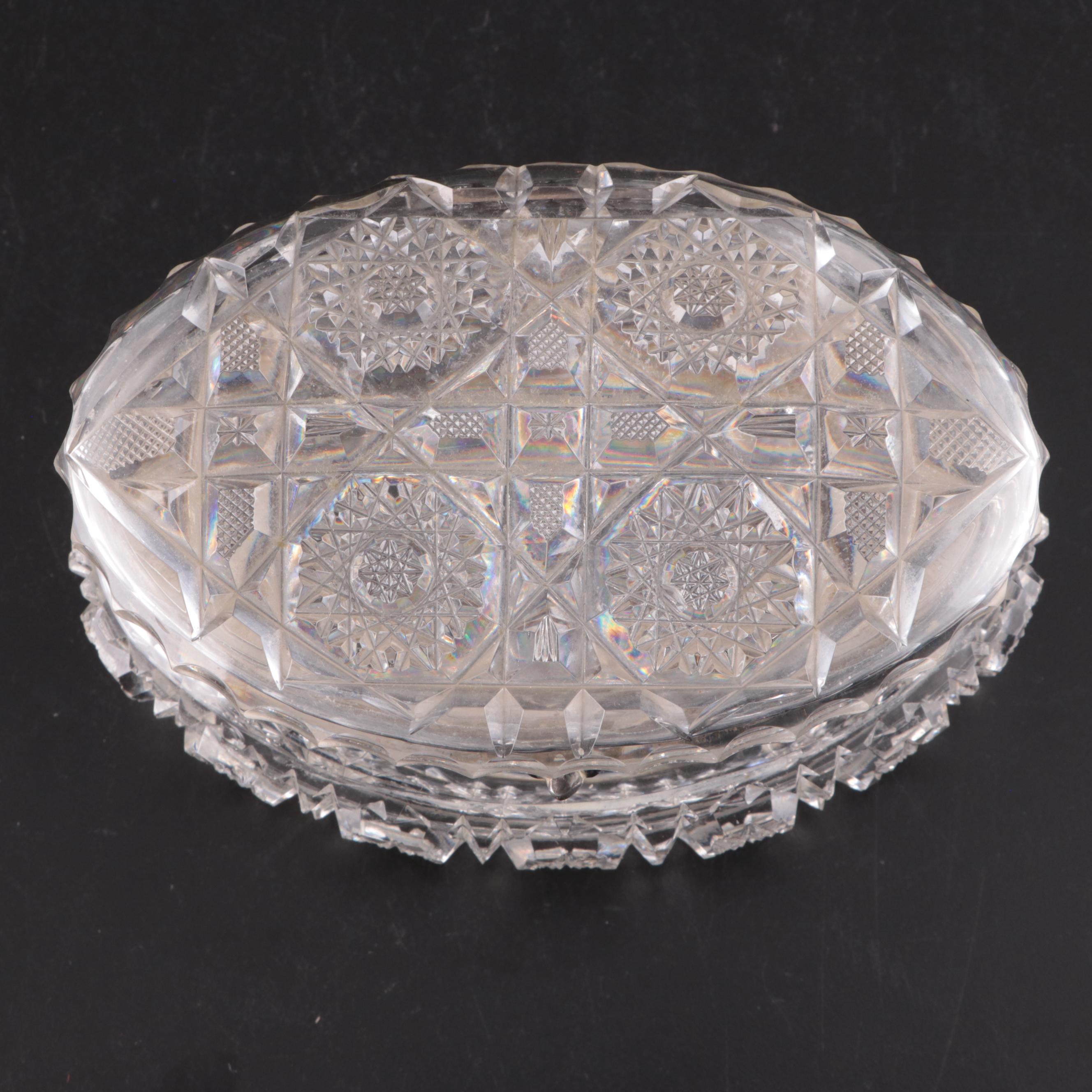 American Brilliant Period Cut Crystal Box, Cut Glass Perfume Bottles, More