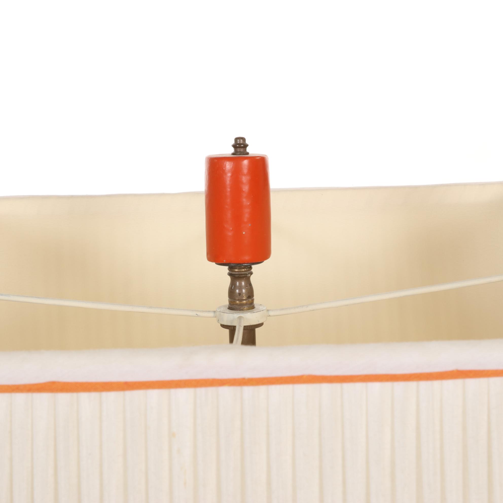 Pair of Mid Century Modern Orange Ceramic Table Lamps