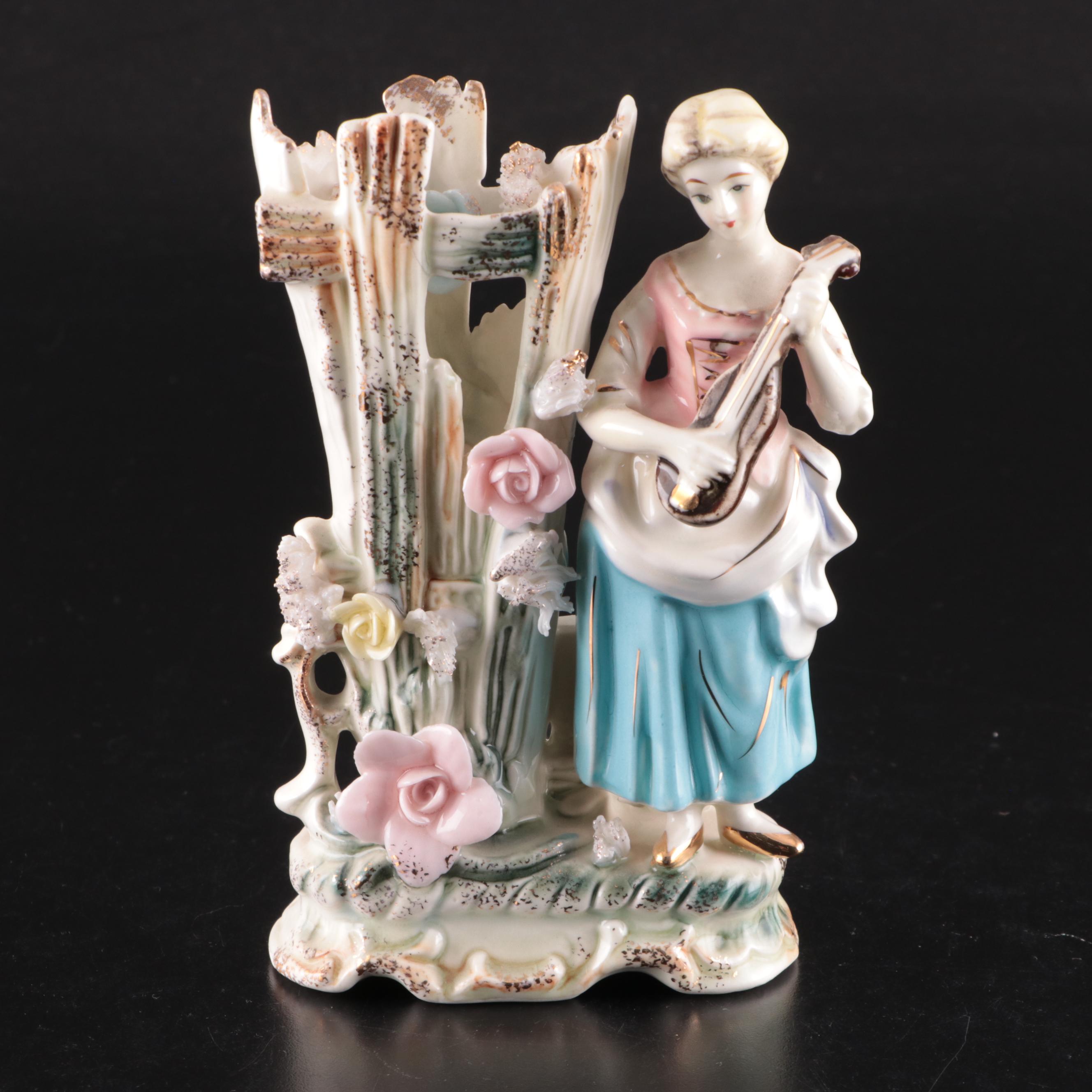German Jasperware Vase with Other Porcelain Decor