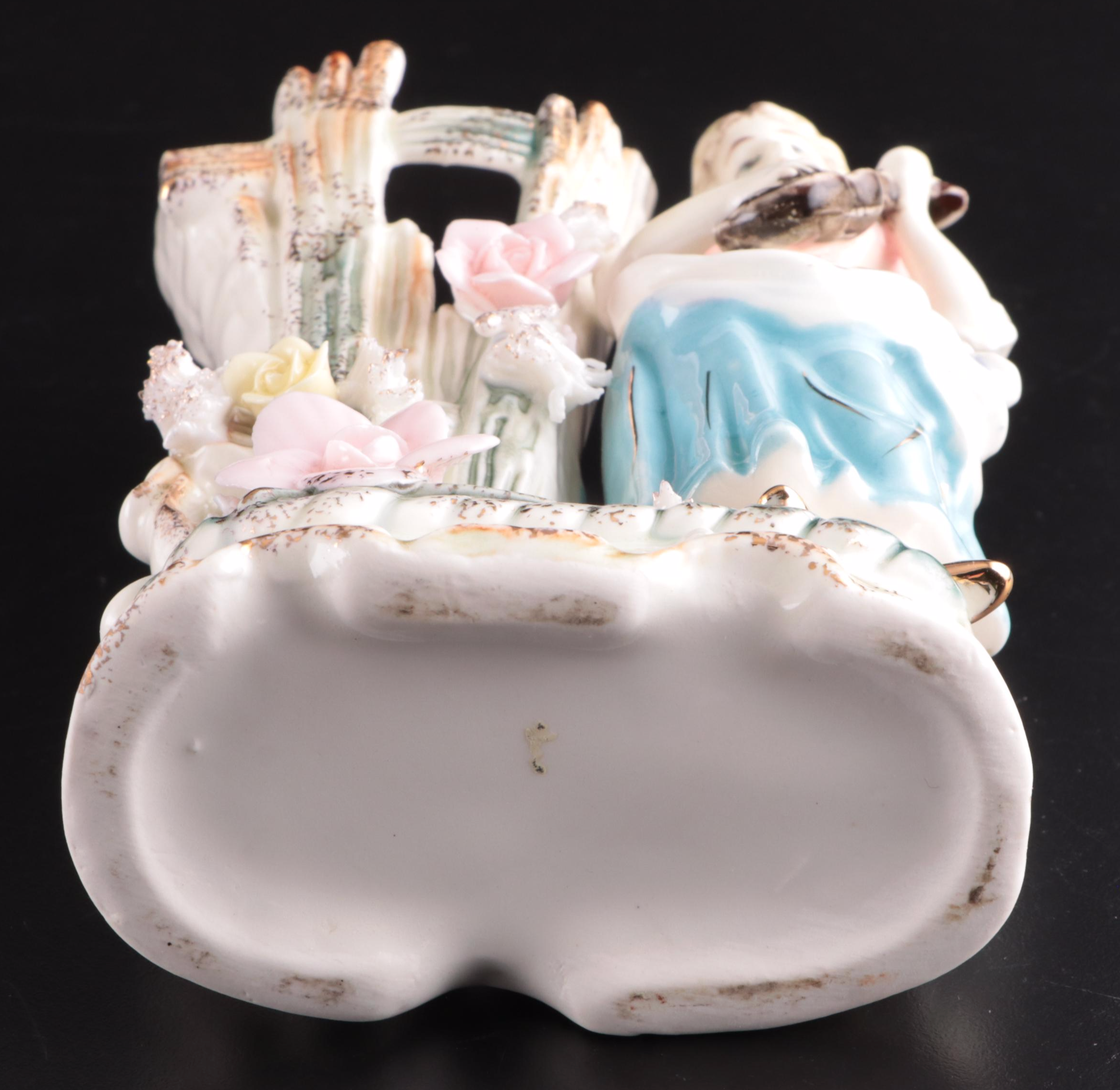 German Jasperware Vase with Other Porcelain Decor