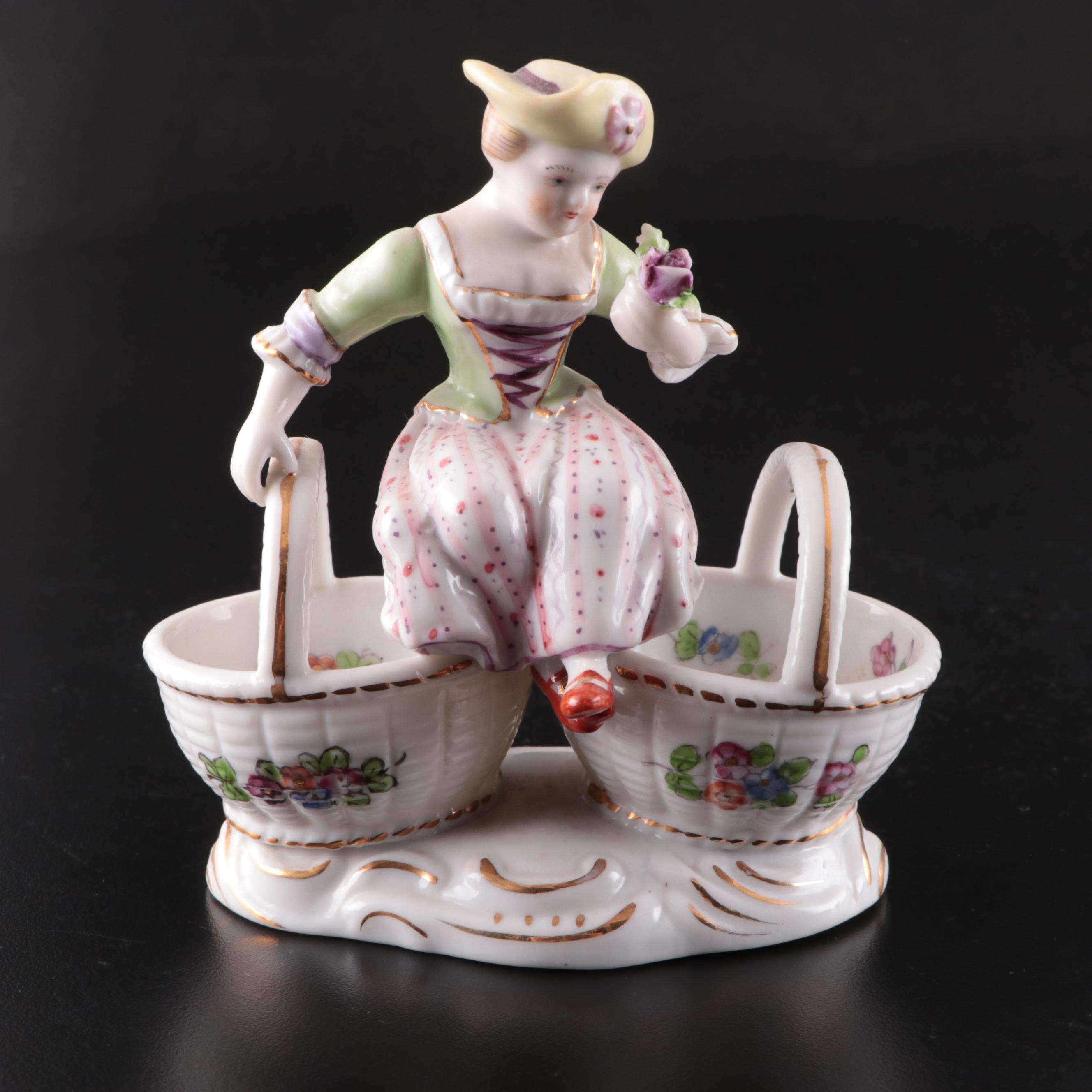 German Jasperware Vase with Other Porcelain Decor