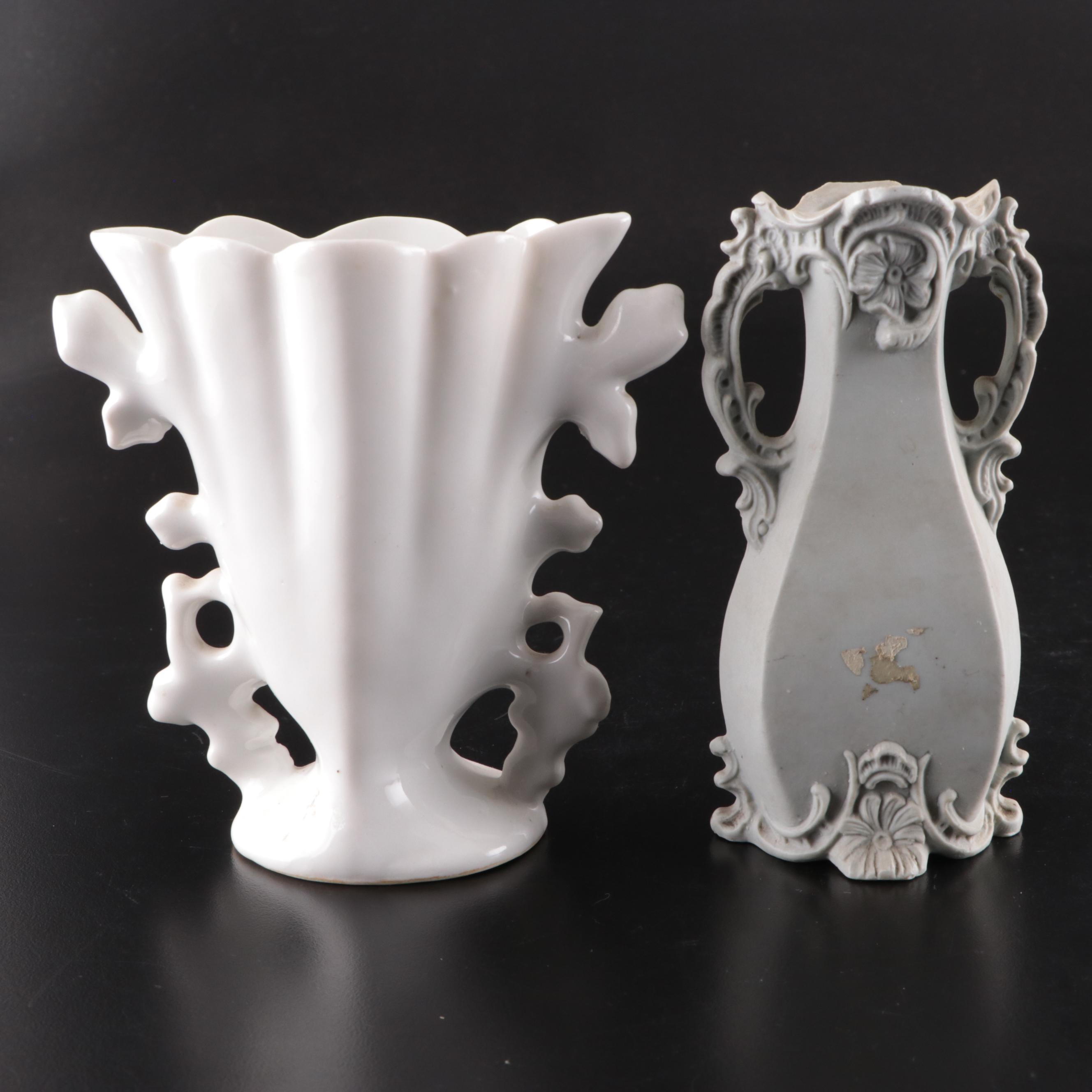 German Jasperware Vase with Other Porcelain Decor