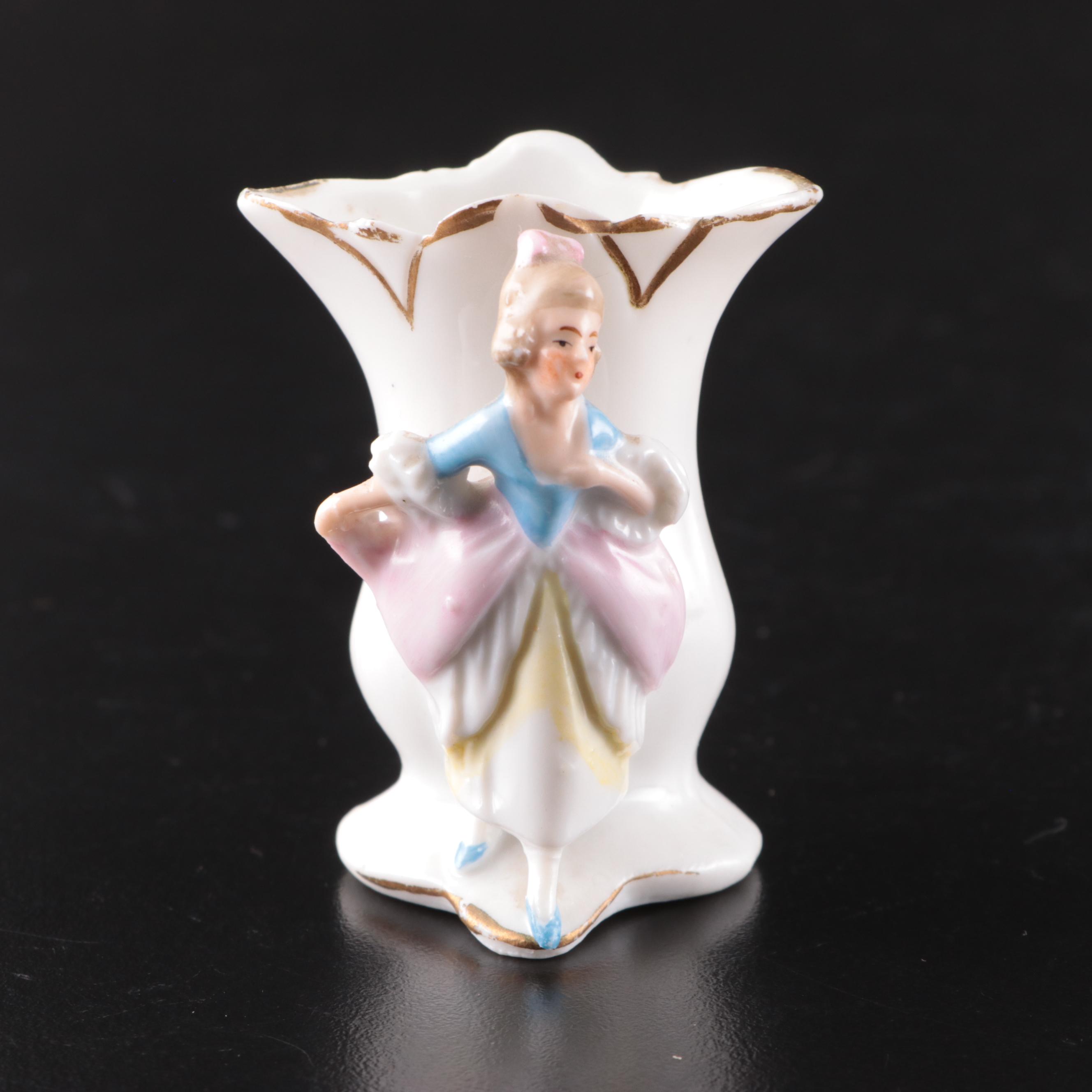 German Jasperware Vase with Other Porcelain Decor