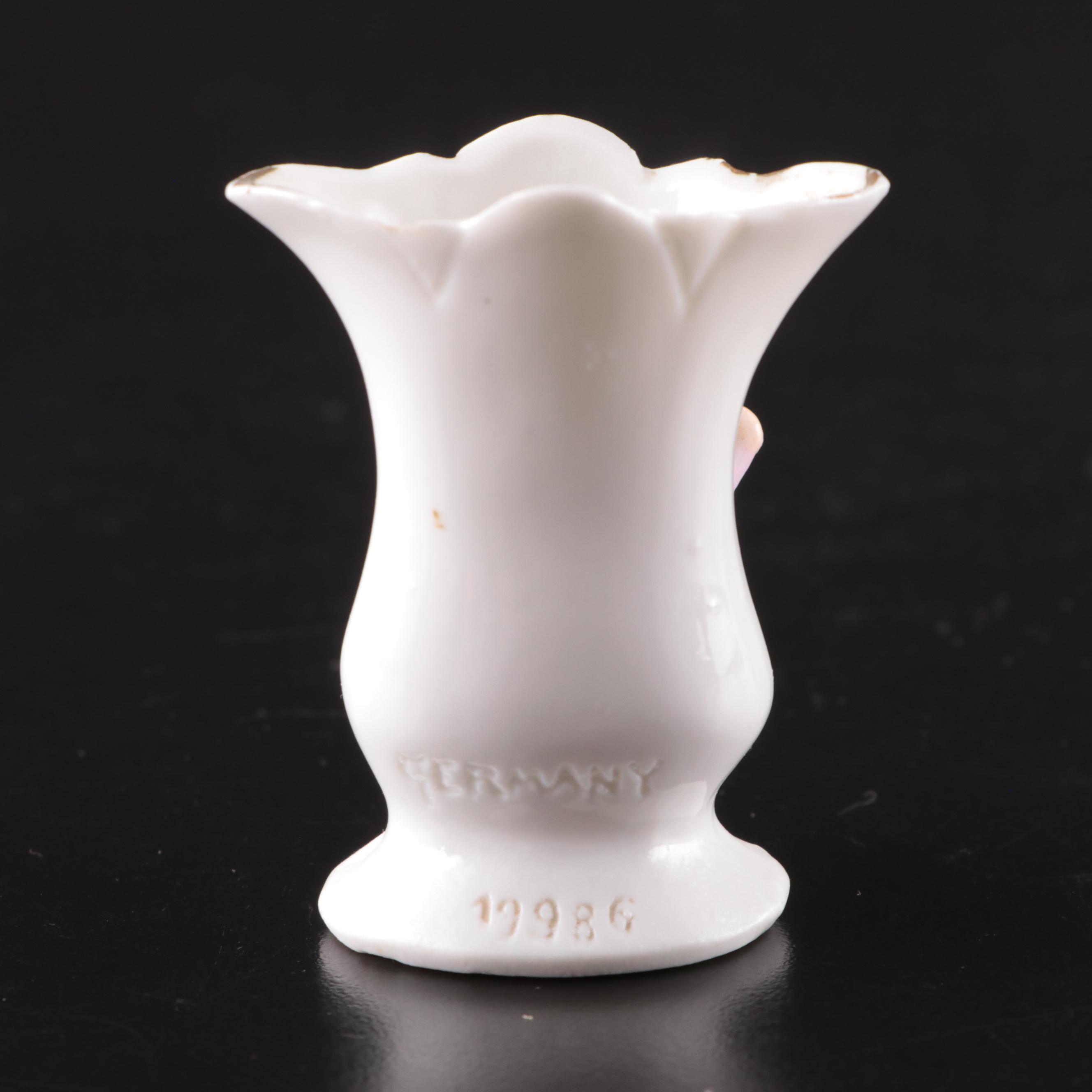 German Jasperware Vase with Other Porcelain Decor