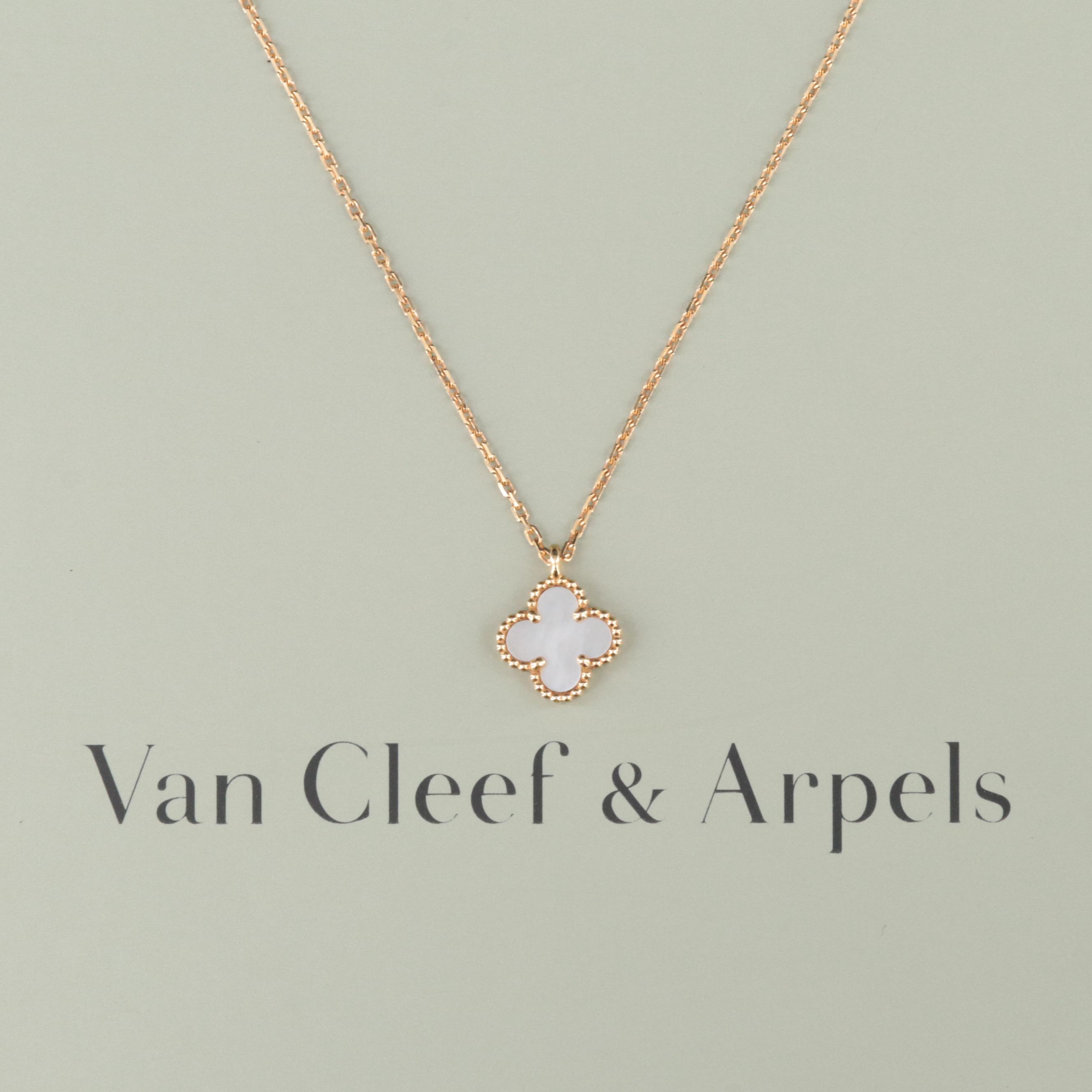 Van Cleef & Arpels "Alhambra" 18K Shell Quatrefoil Necklace EBTH
