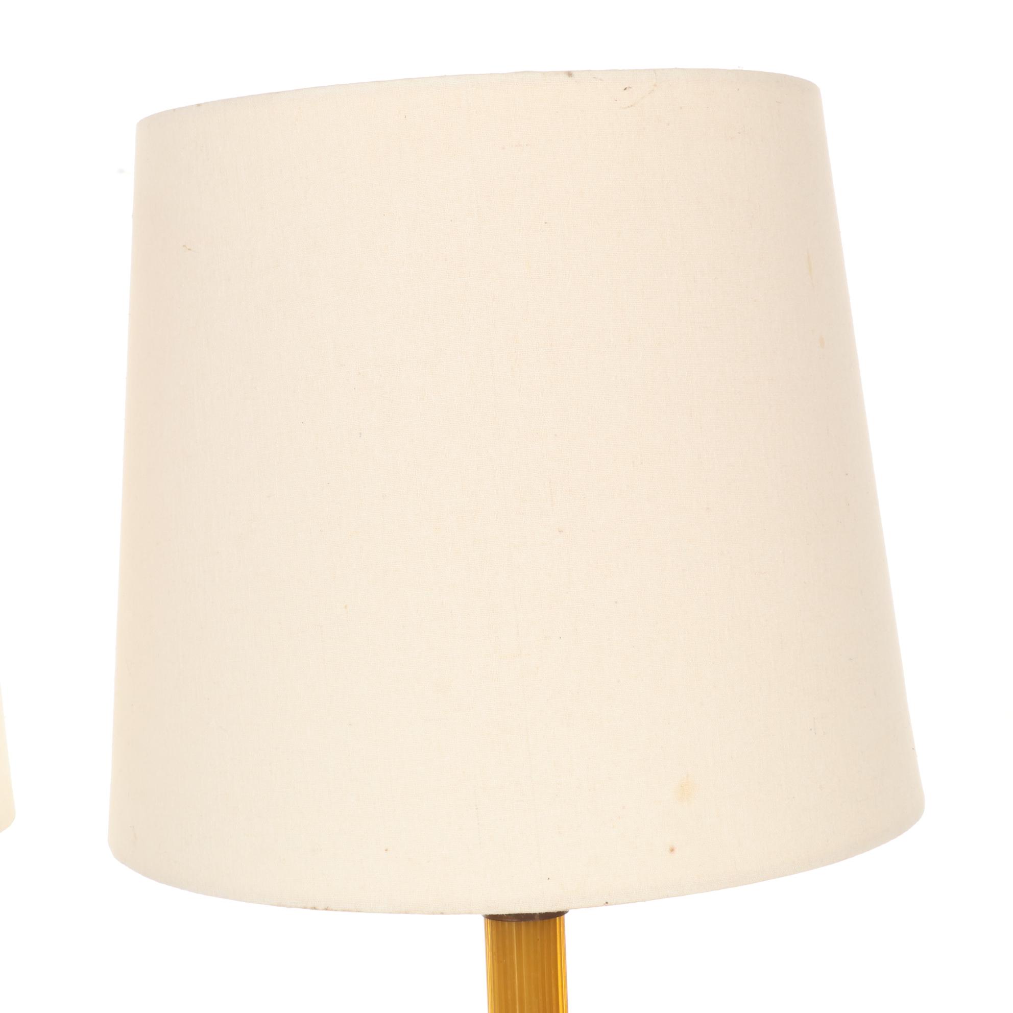 Pair of Mid Century Modern Ribbed Glass Table Lamps