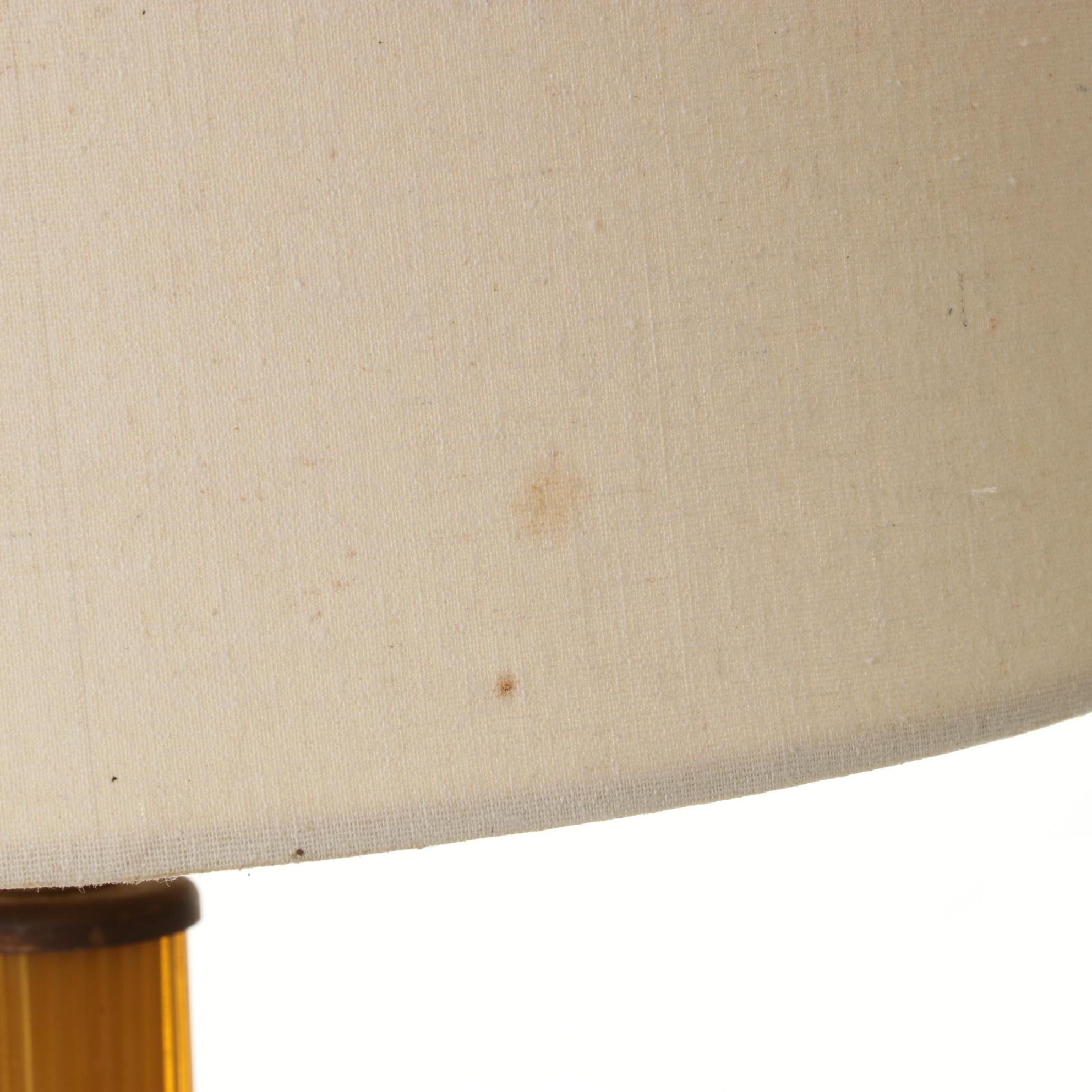 Pair of Mid Century Modern Ribbed Glass Table Lamps